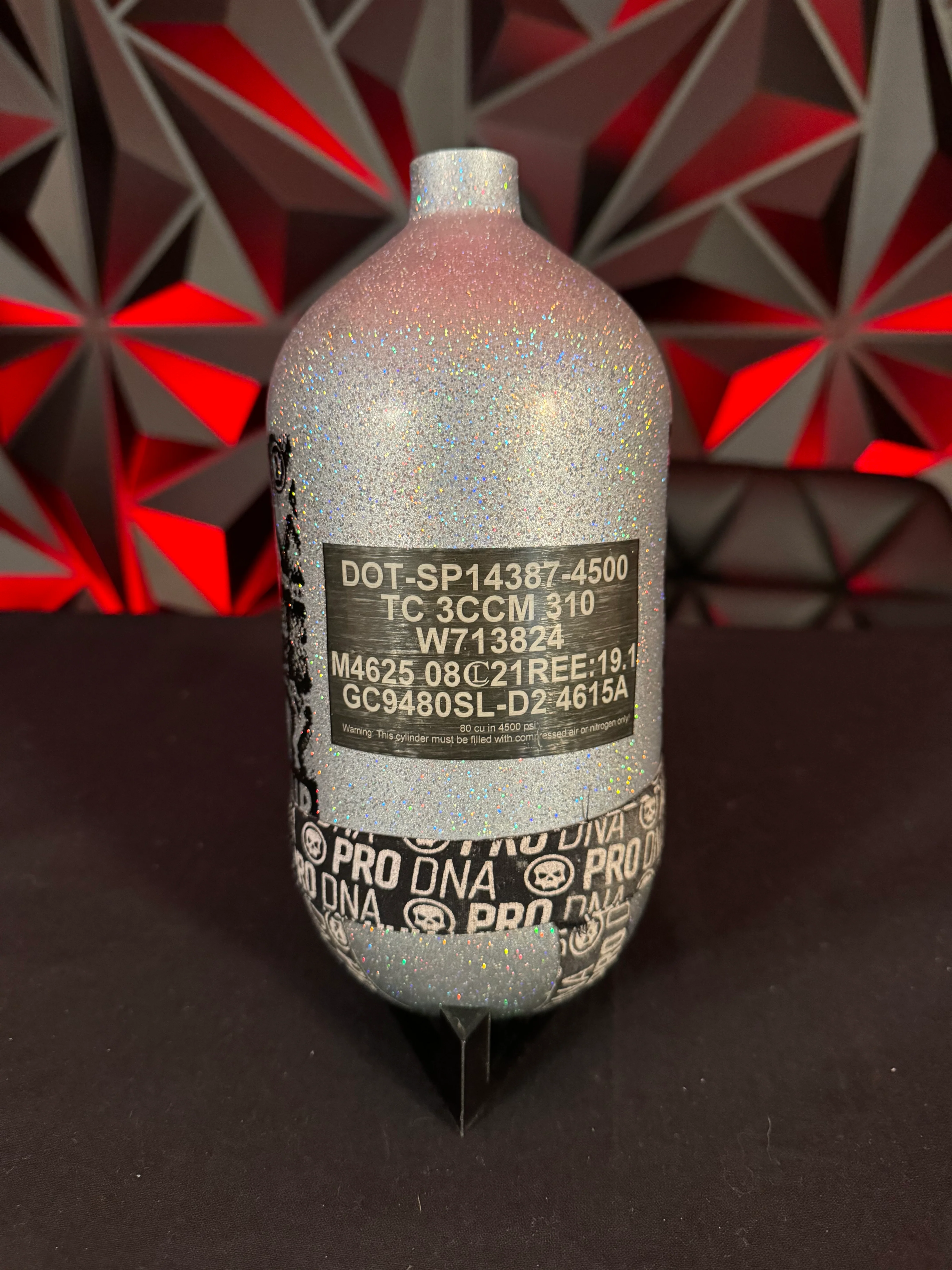 Used Infamous "Galaxy Series" Python 80/4500 Paintball Tank - Solar Silver - Image 2
