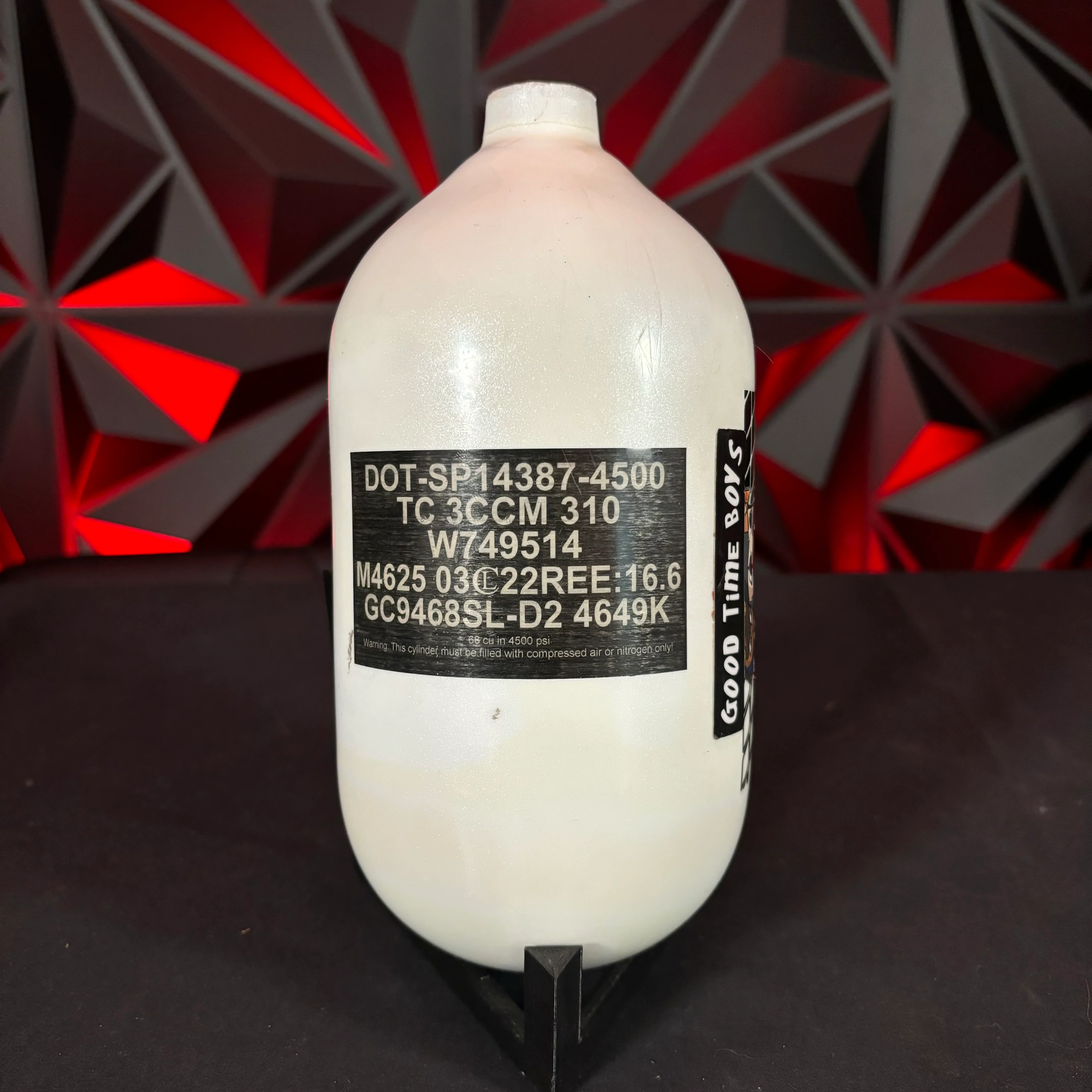 Used Infamous Hyperlight 68/4500 Paintball Tank - White/Black **BOTTLE ONLY** - Image 3