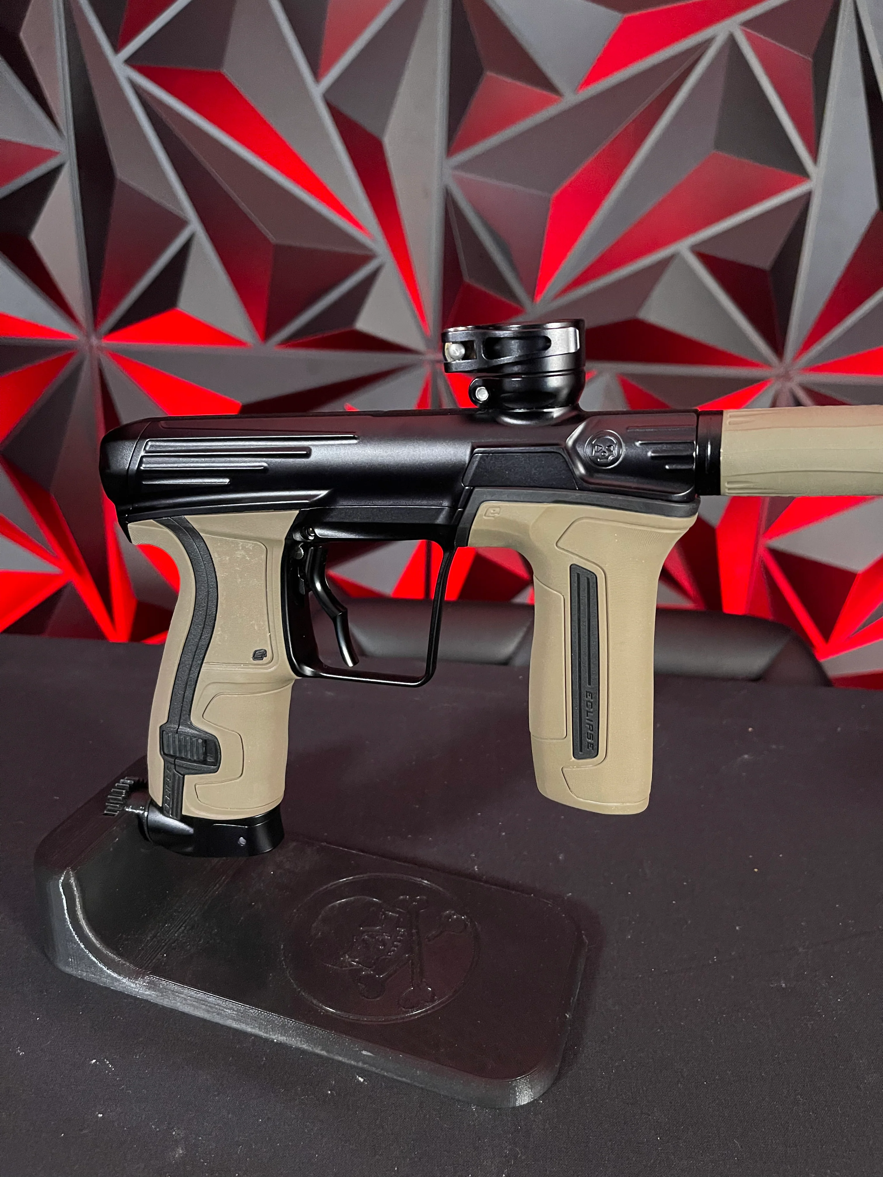 Used Infamous / Planet Eclipse CS2 Paintball Gun - Black w/ Earth Grip Kit, Full FL Kit, 4 Triggers, & American Flag Eye Covers - Image 3