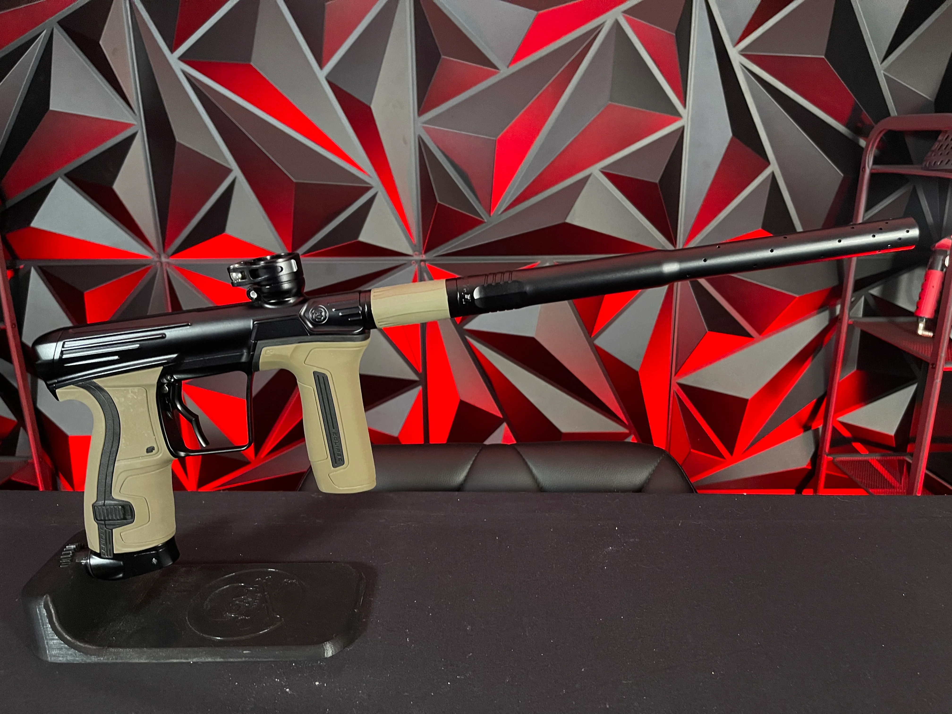 Used Infamous / Planet Eclipse CS2 Paintball Gun - Black w/ Earth Grip Kit, Full FL Kit, 4 Triggers, & American Flag Eye Covers - Image 5