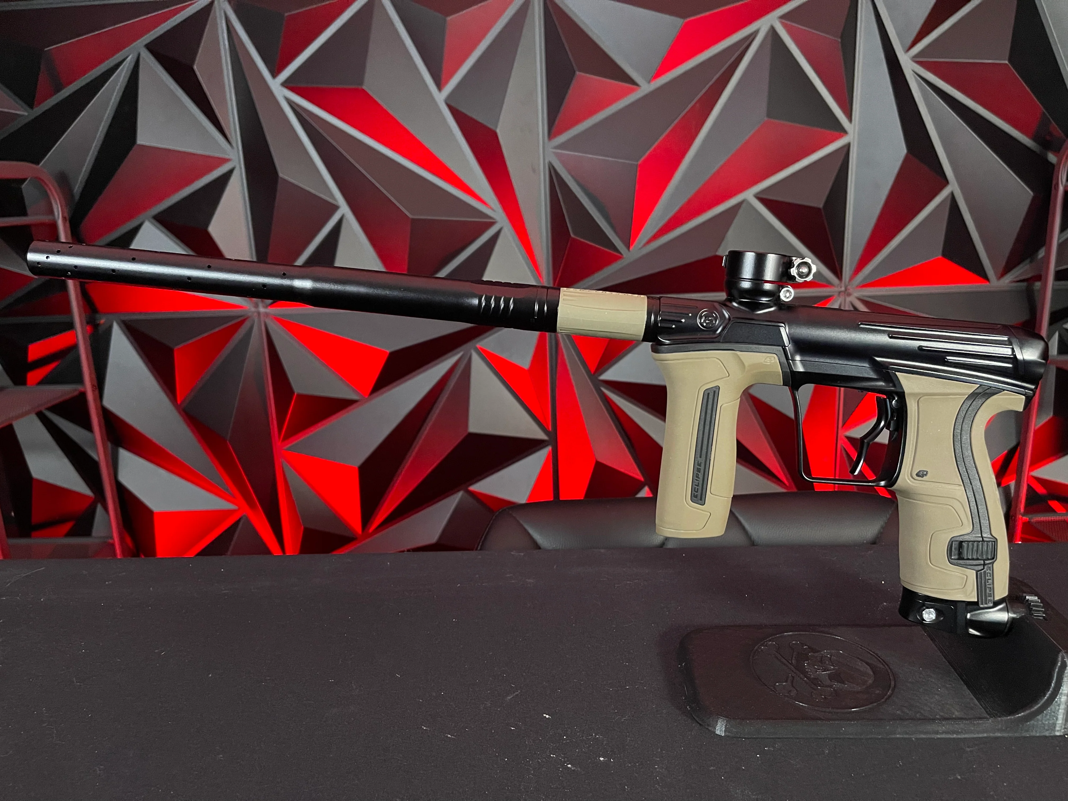 Used Infamous / Planet Eclipse CS2 Paintball Gun - Black w/ Earth Grip Kit, Full FL Kit, 4 Triggers, & American Flag Eye Covers - Image 6