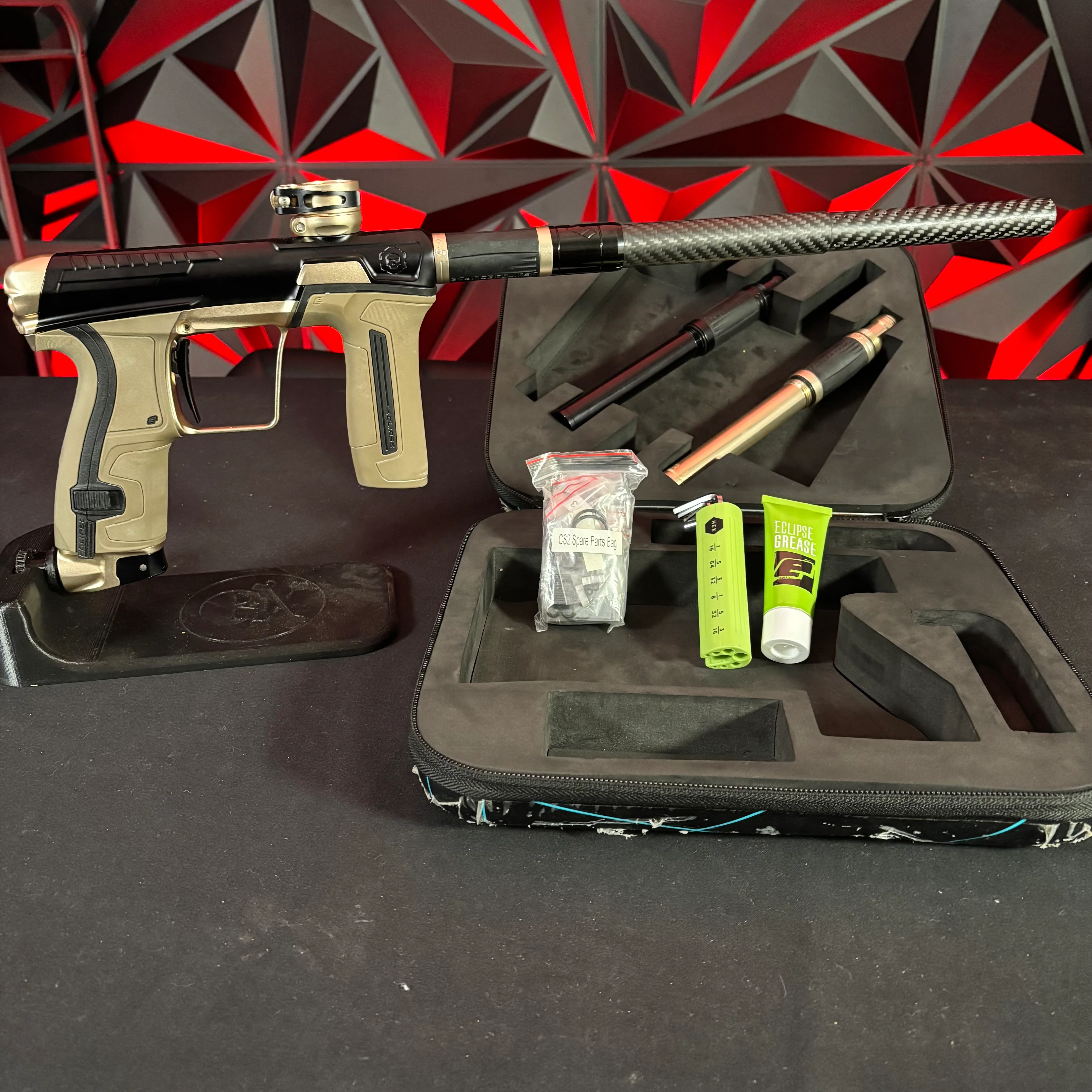 Used Infamous/Planet Eclipse CS2 Paintball Gun - Black/Sandstone w/ FDE grips