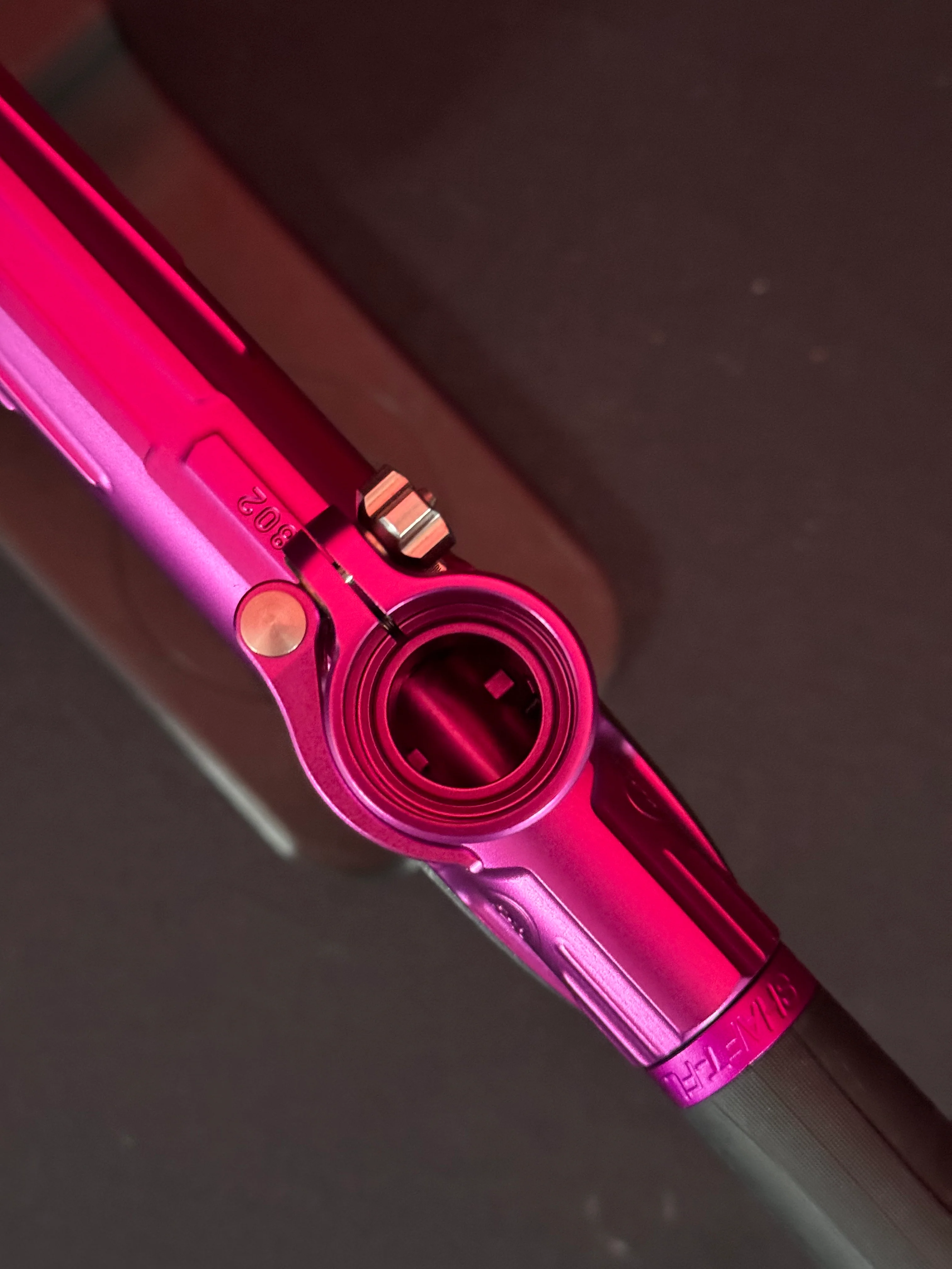 Used Infamous/Planet Eclipse CS2 Paintball Gun - Purple w/Infamous Deuce Trigger and 3 FL Backs - Image 10