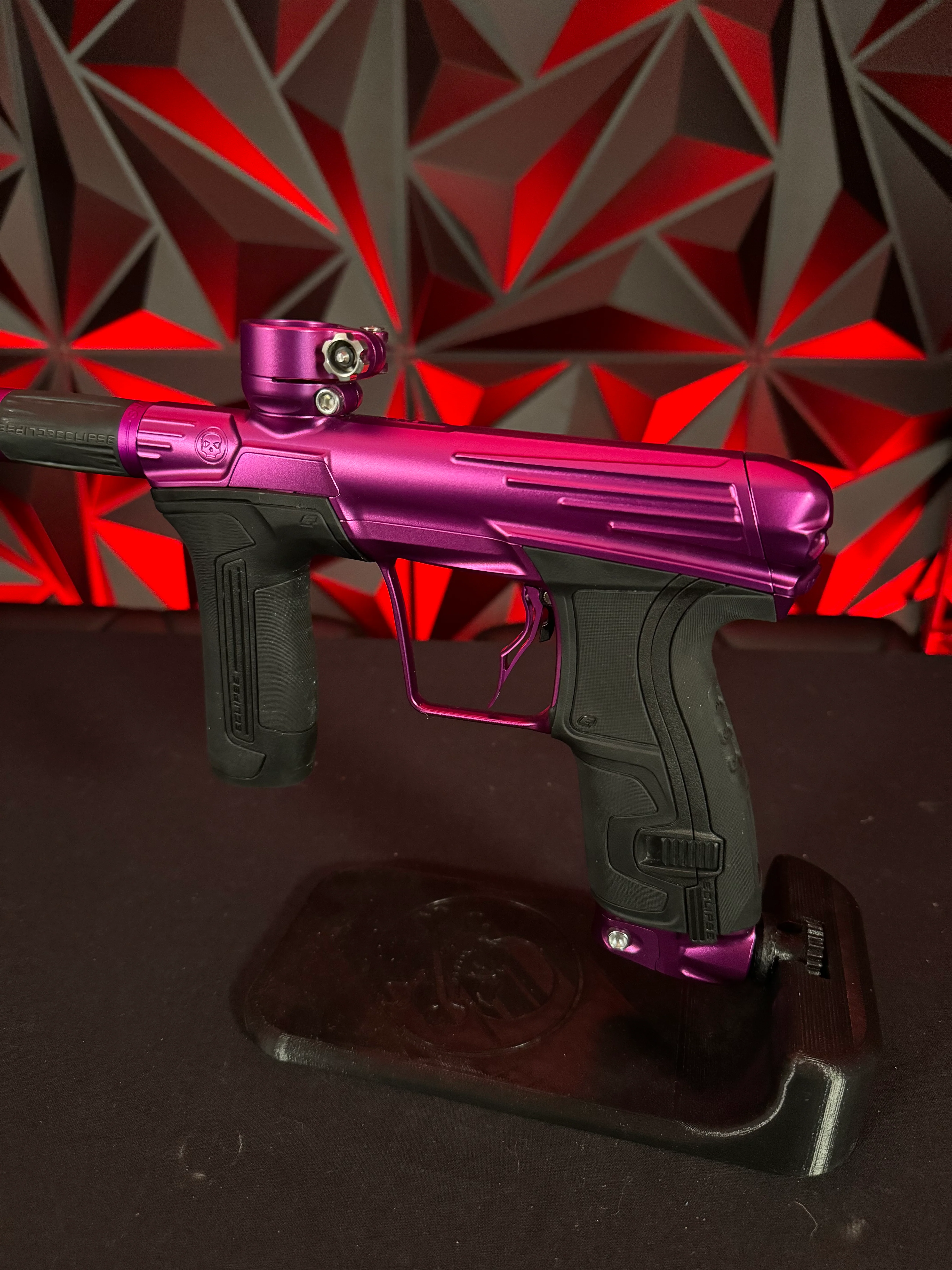 Used Infamous/Planet Eclipse CS2 Paintball Gun - Purple w/Infamous Deuce Trigger and 3 FL Backs - Image 2