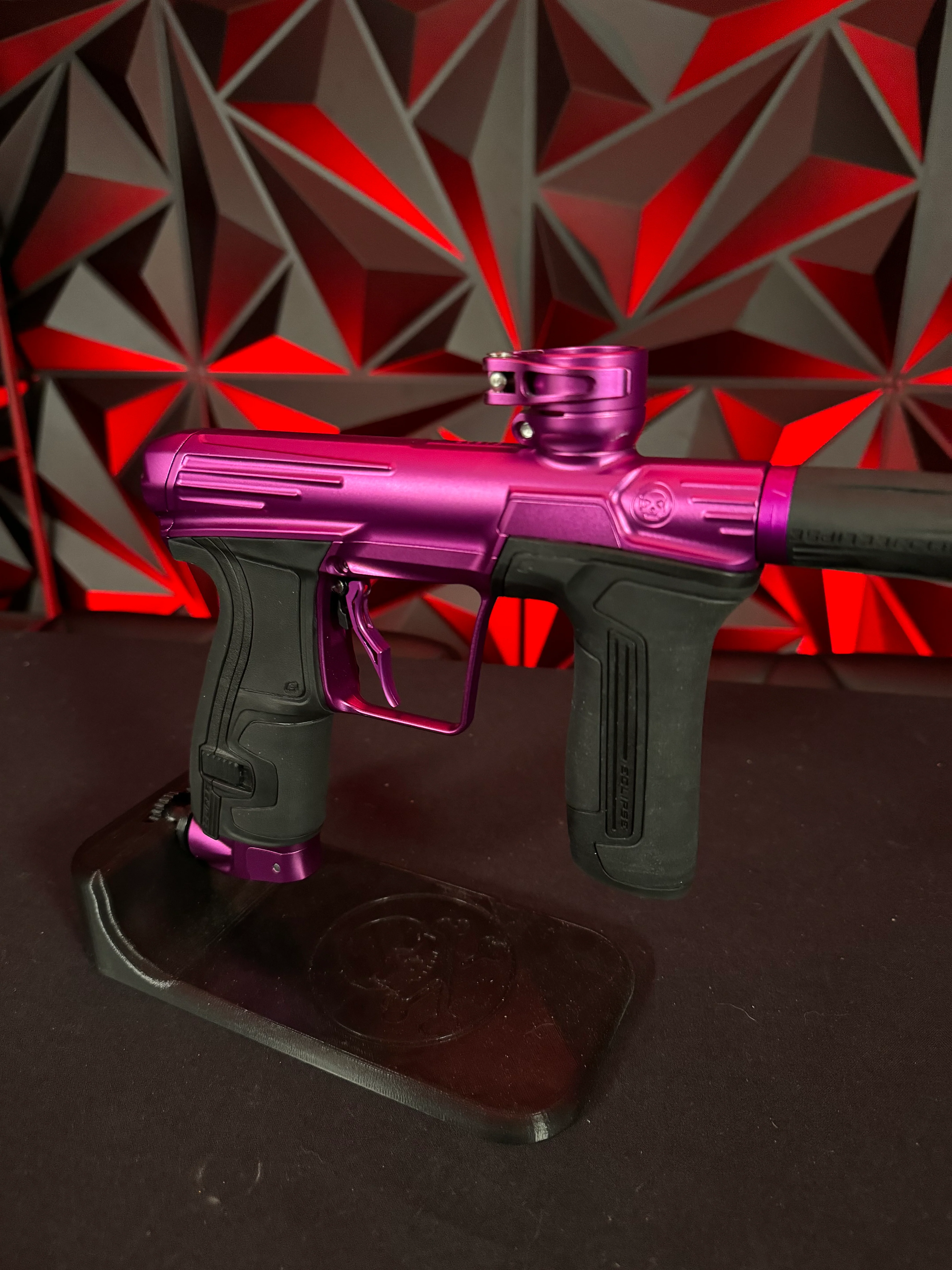 Used Infamous/Planet Eclipse CS2 Paintball Gun - Purple w/Infamous Deuce Trigger and 3 FL Backs - Image 3