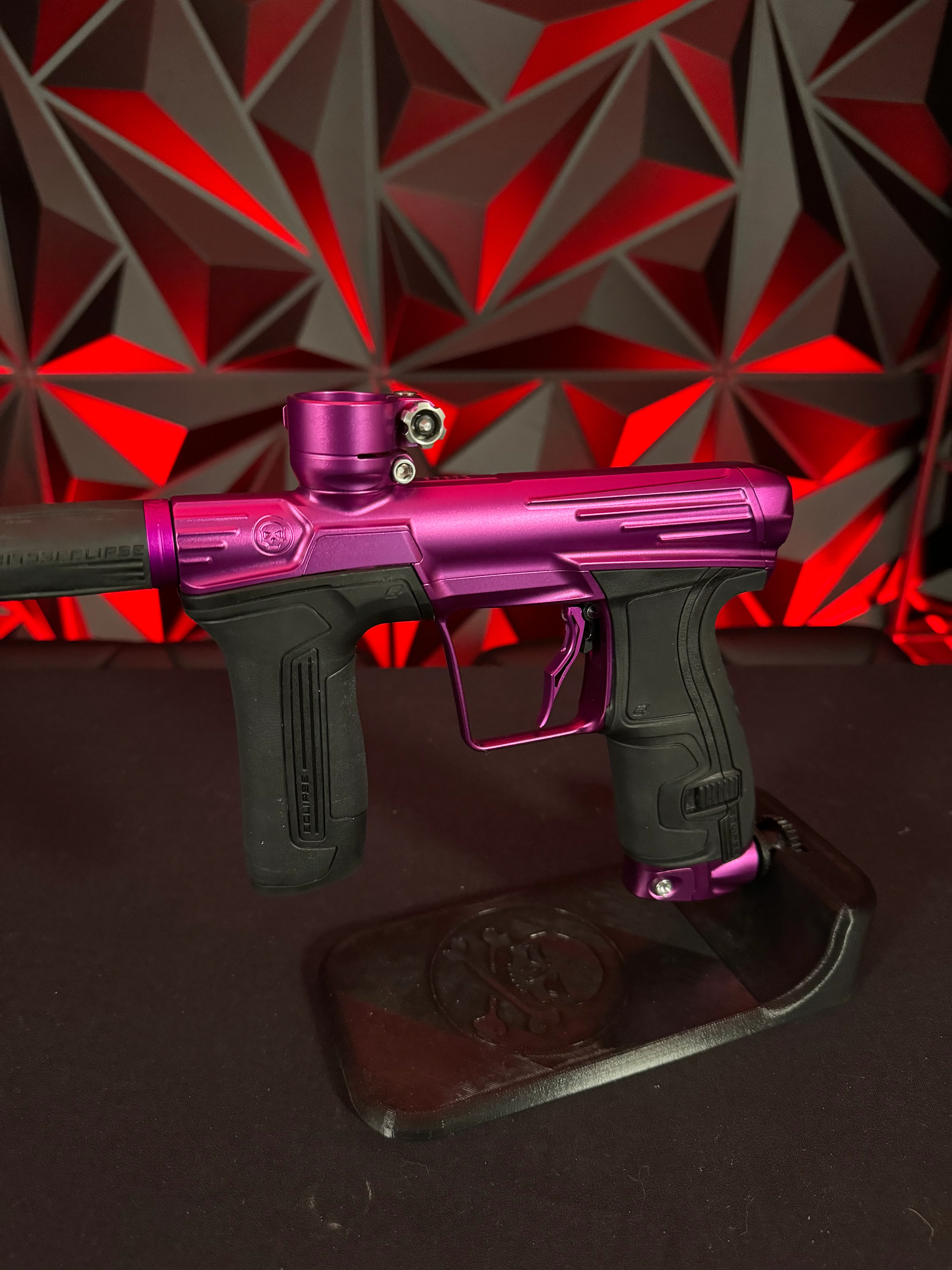 Used Infamous/Planet Eclipse CS2 Paintball Gun - Purple w/Infamous Deuce Trigger and 3 FL Backs - Image 4