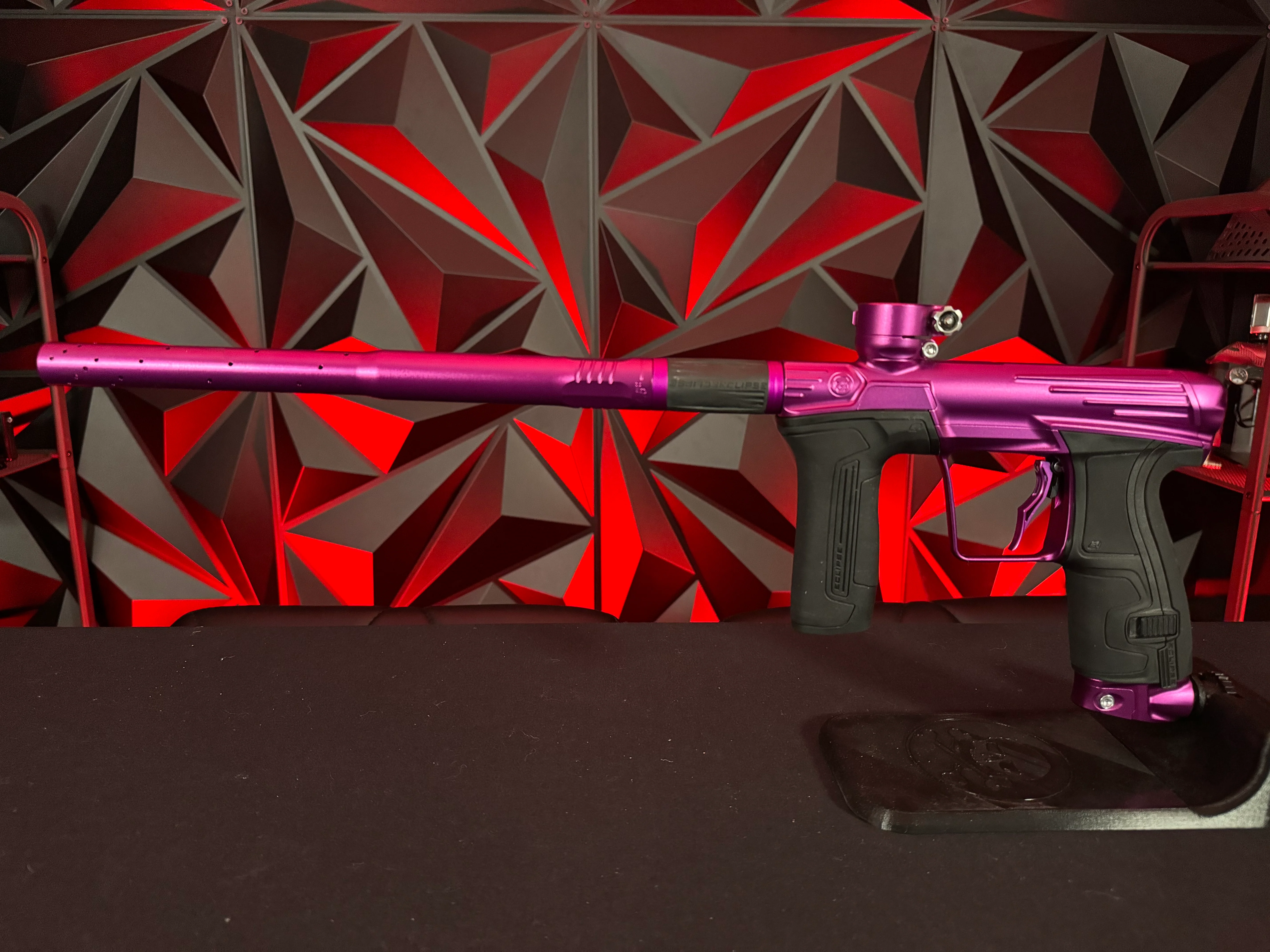 Used Infamous/Planet Eclipse CS2 Paintball Gun - Purple w/Infamous Deuce Trigger and 3 FL Backs - Image 6