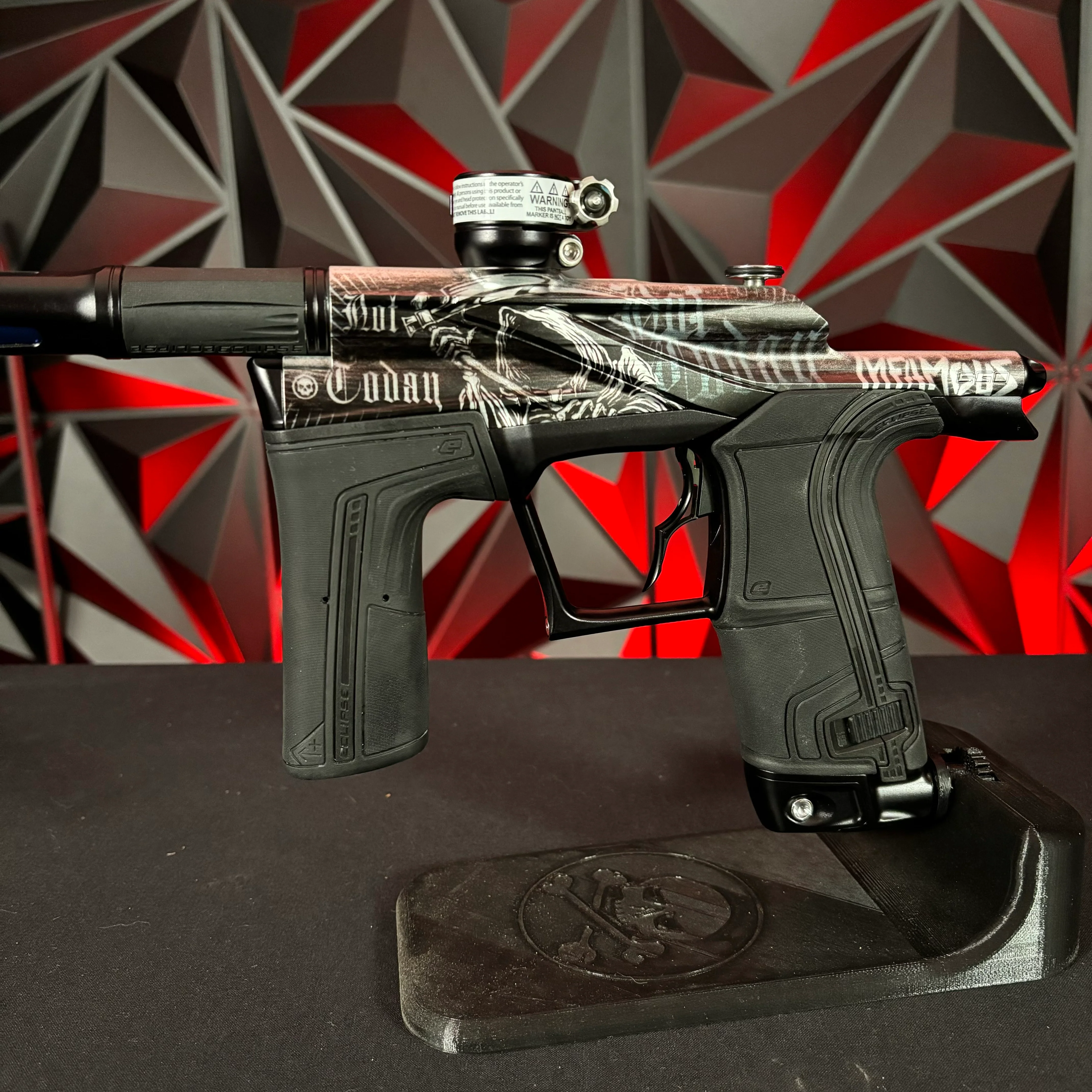 Used Infamous/Planet Eclipse LV2 Paintball Gun - Black/Grey Reaper w/Infamous Deuce Trigger & 2 PWR Inserts - Image 3