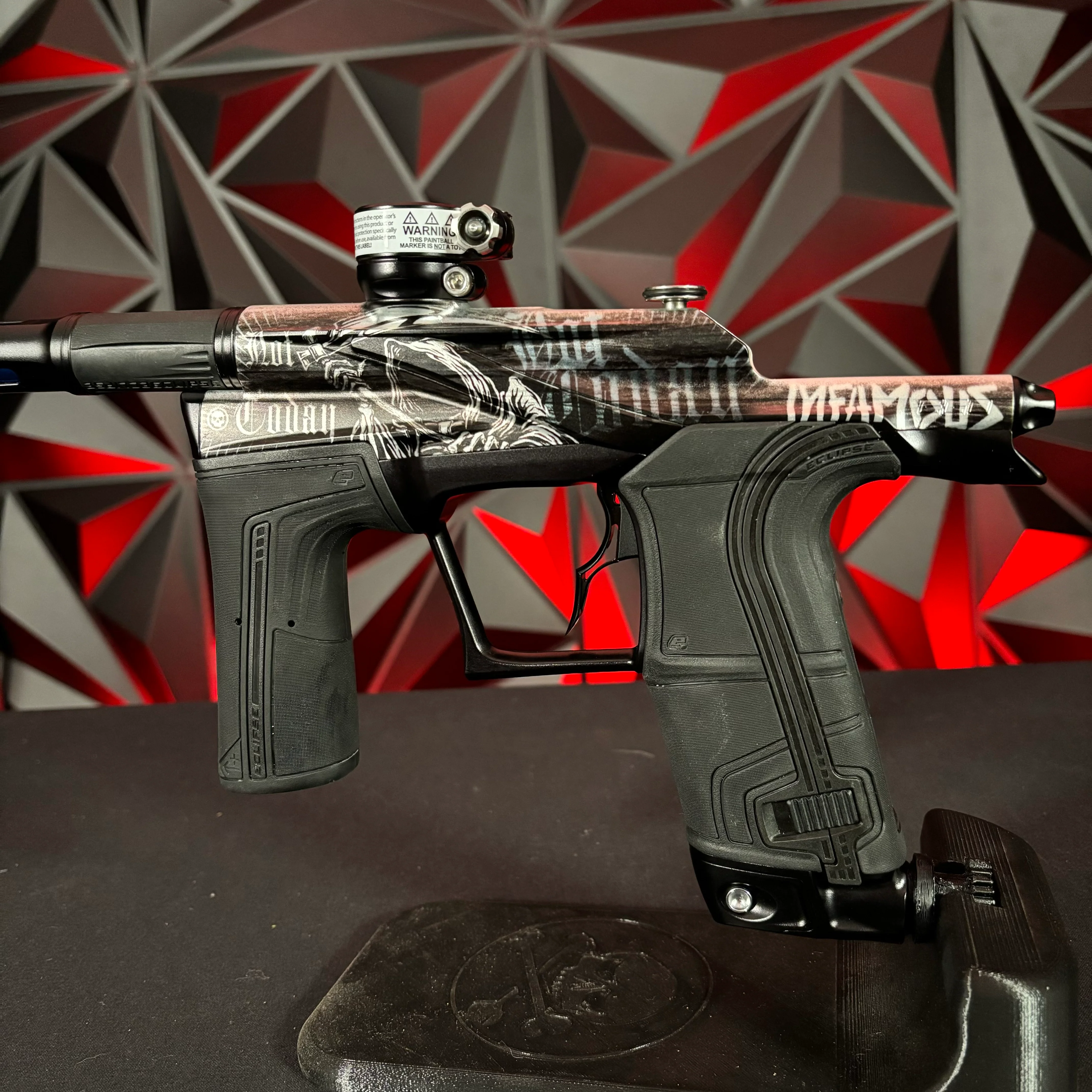 Used Infamous/Planet Eclipse LV2 Paintball Gun - Black/Grey Reaper w/Infamous Deuce Trigger & 2 PWR Inserts - Image 5