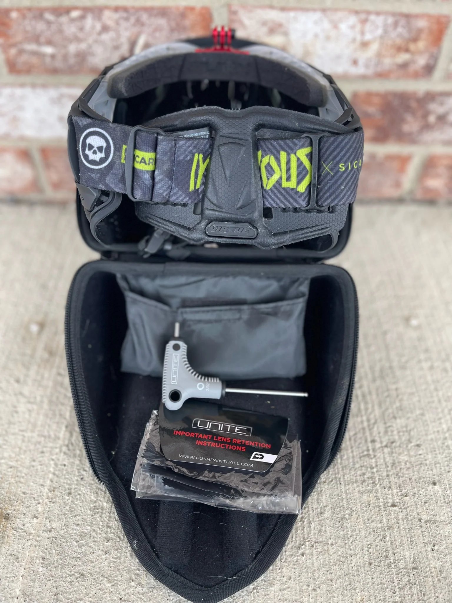 Used Infamous Push Ghost Skull LE Paintball Mask w/ Go Pro Camera Mask Mount - Image 3