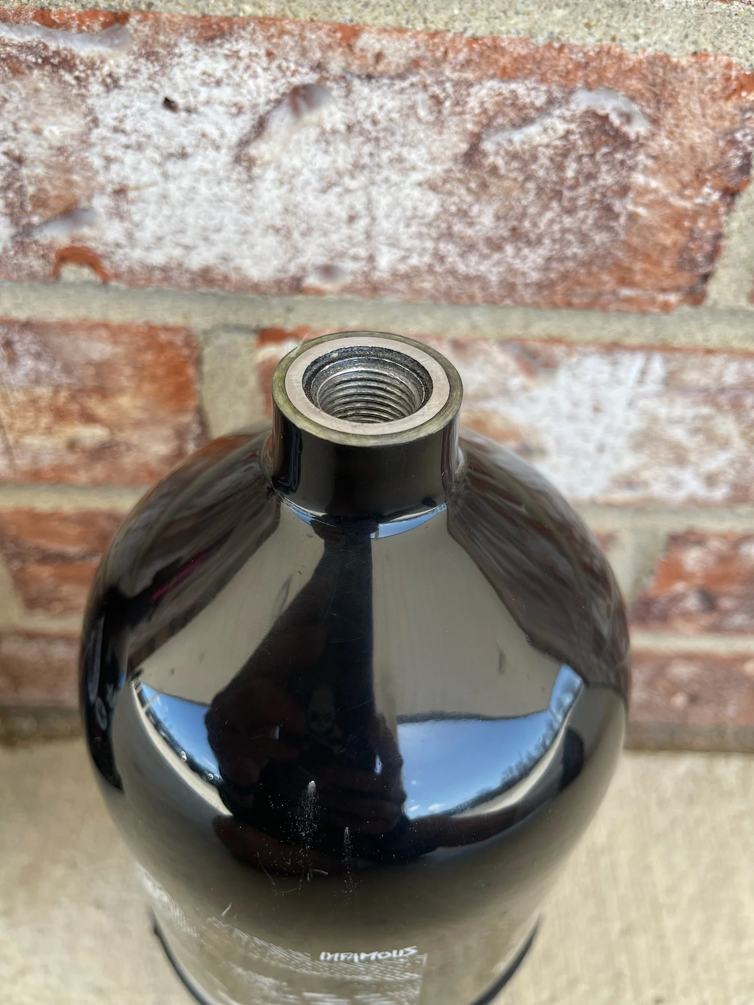 Used Infamous Savage Skull 80/4500 Paintball Tank- Black/White - Bottle Only - Exalt/PE Tank Grip - Image 5