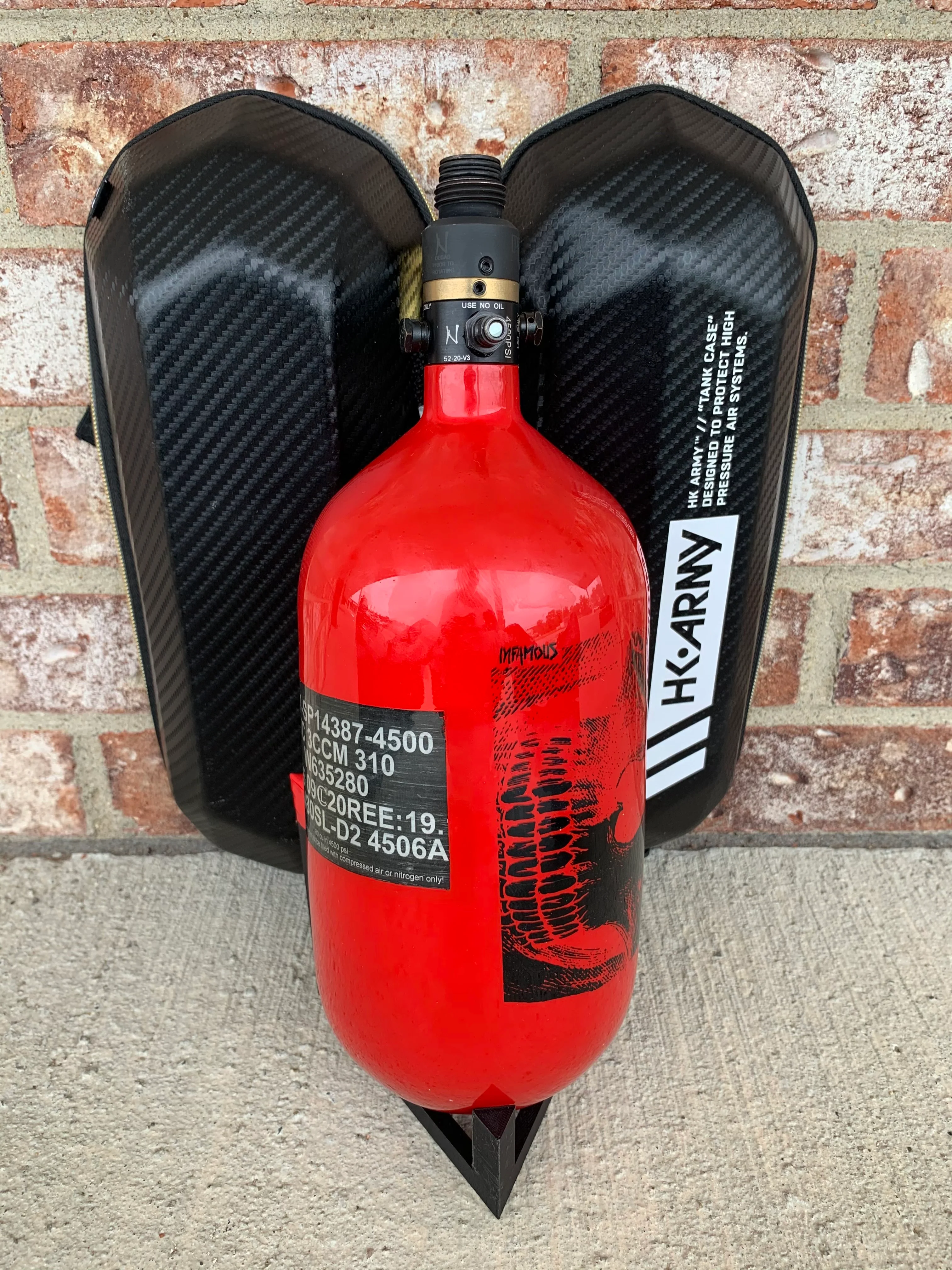 Used Infamous Savage Skulls 80/4500 Paintball Tank- Red / Black - Image 2