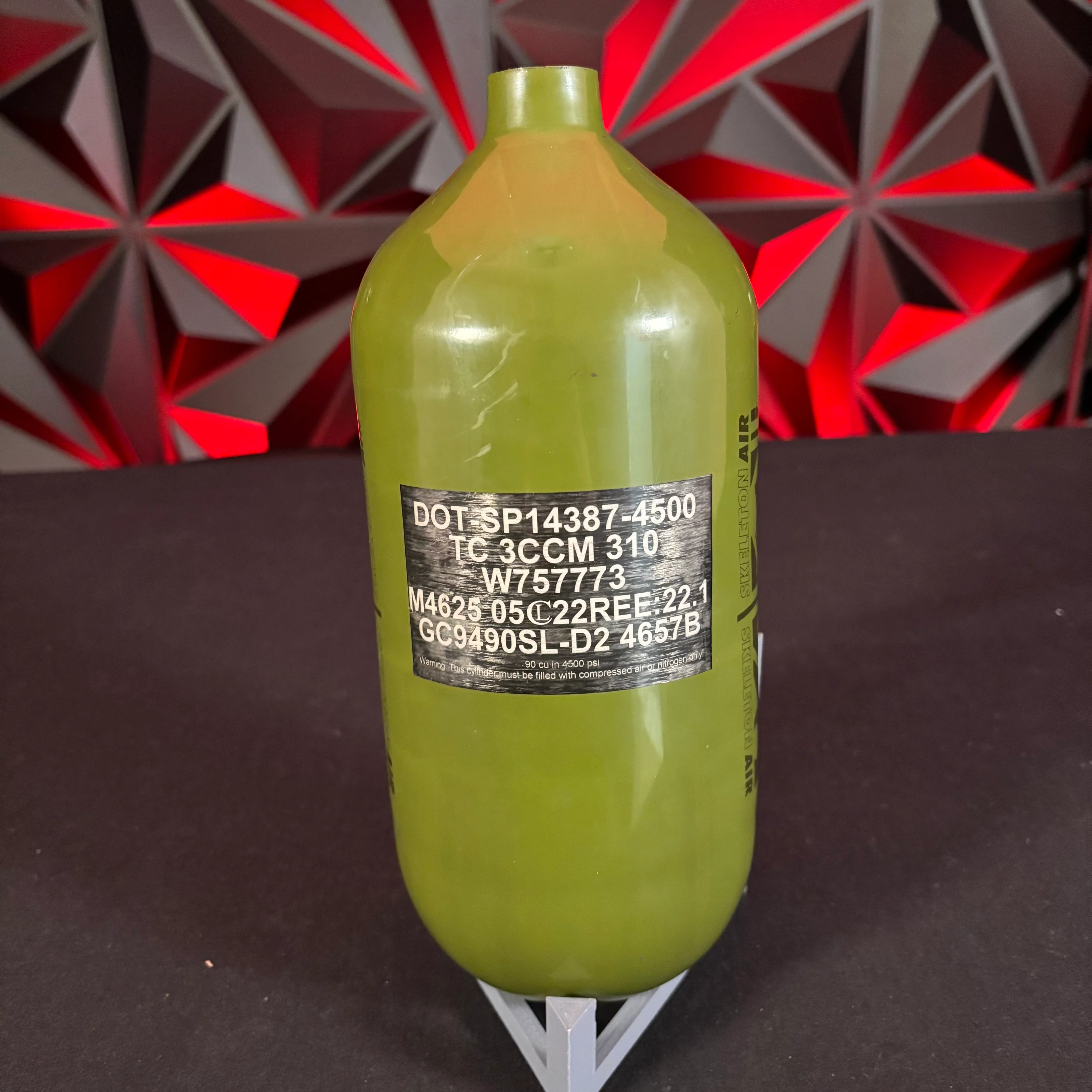 Used Infamous Skeleton Air 90/4500 Paintball Tank- Olive/Black *Bottle Only* - Image 2