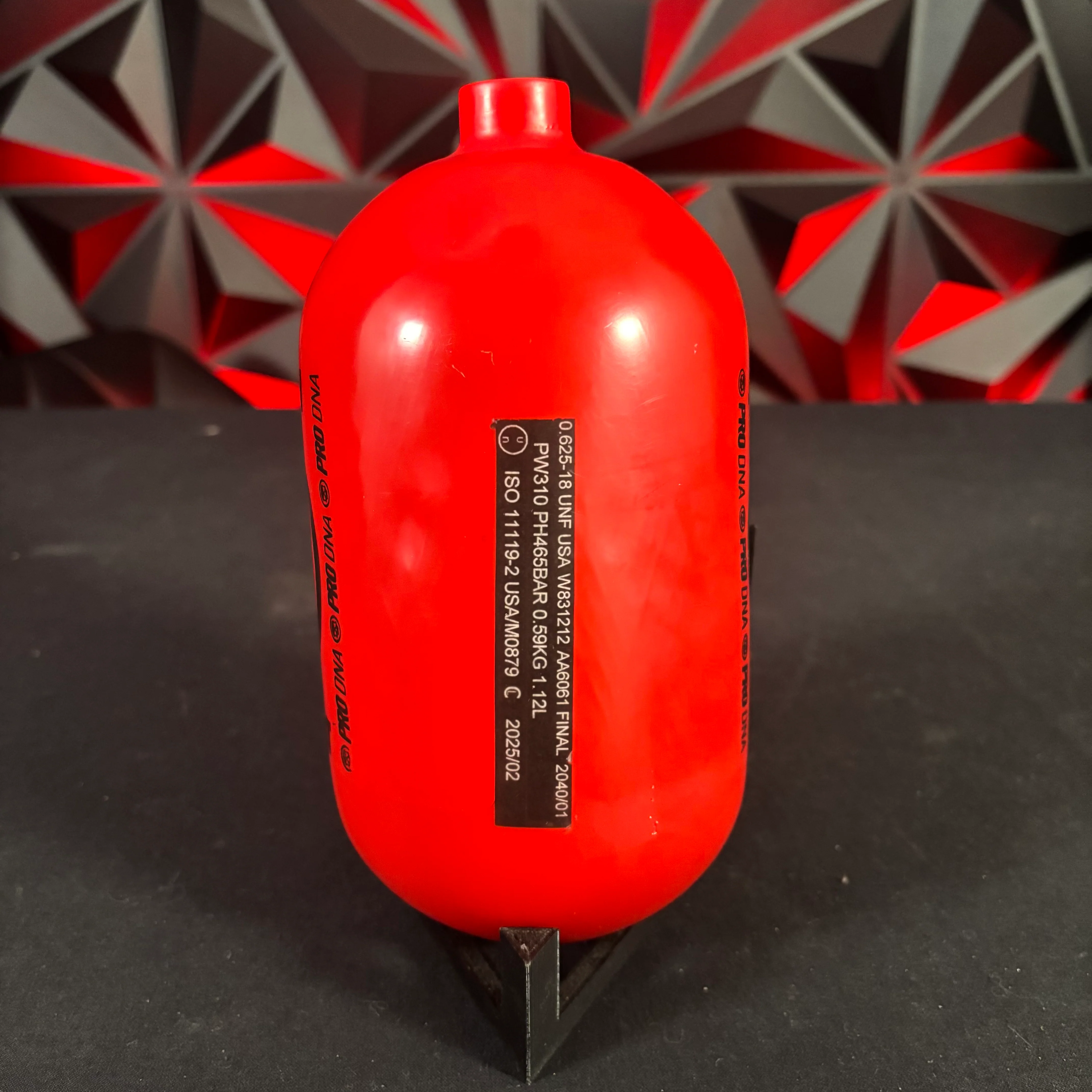 Used Infamous "Skeleton Air" Hyperlight 68/4500 Paintball Tank - Red/Black - Image 2