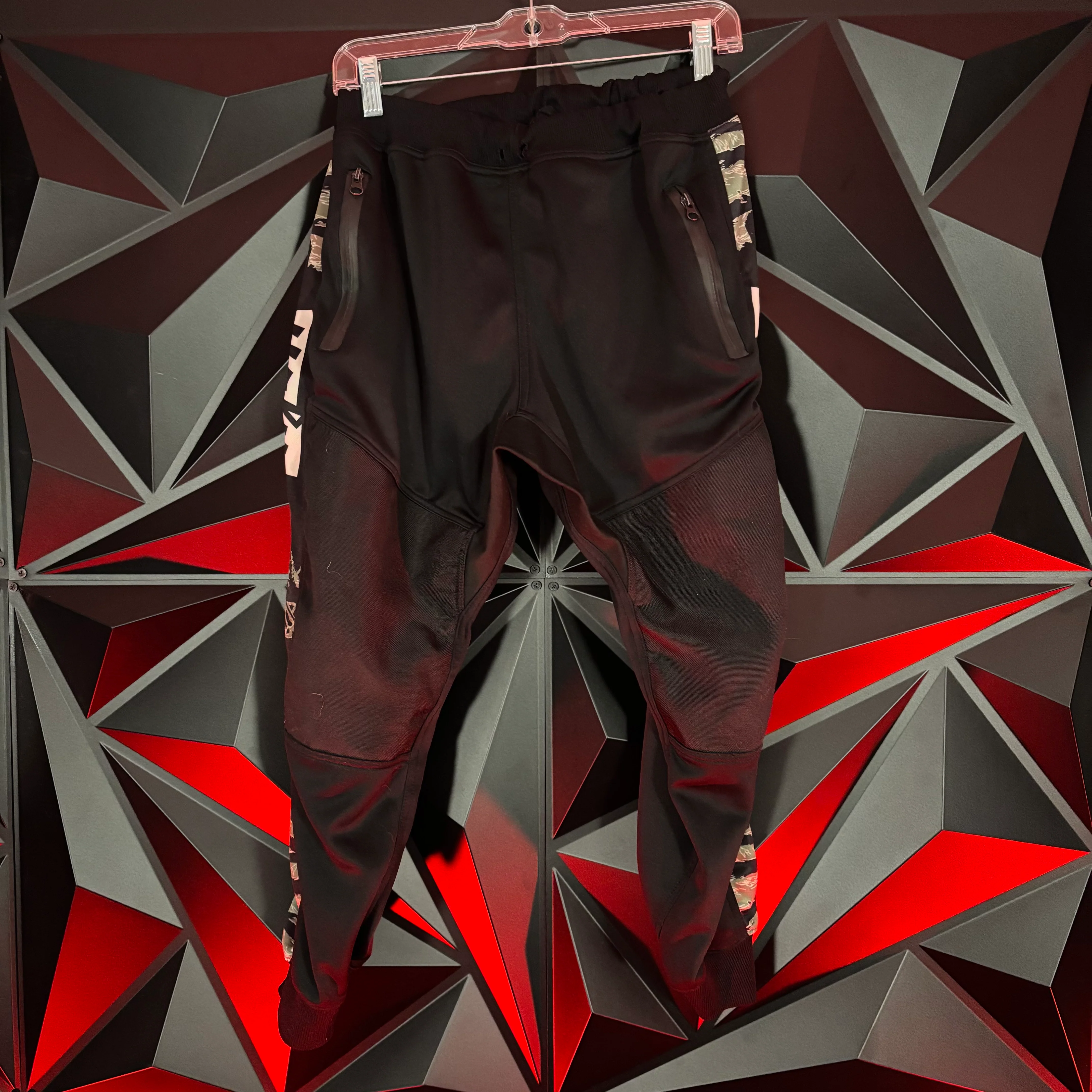 Used Jogger Paintball Pants - Small - Black w/ Tiger Camo Stripe - Image 2