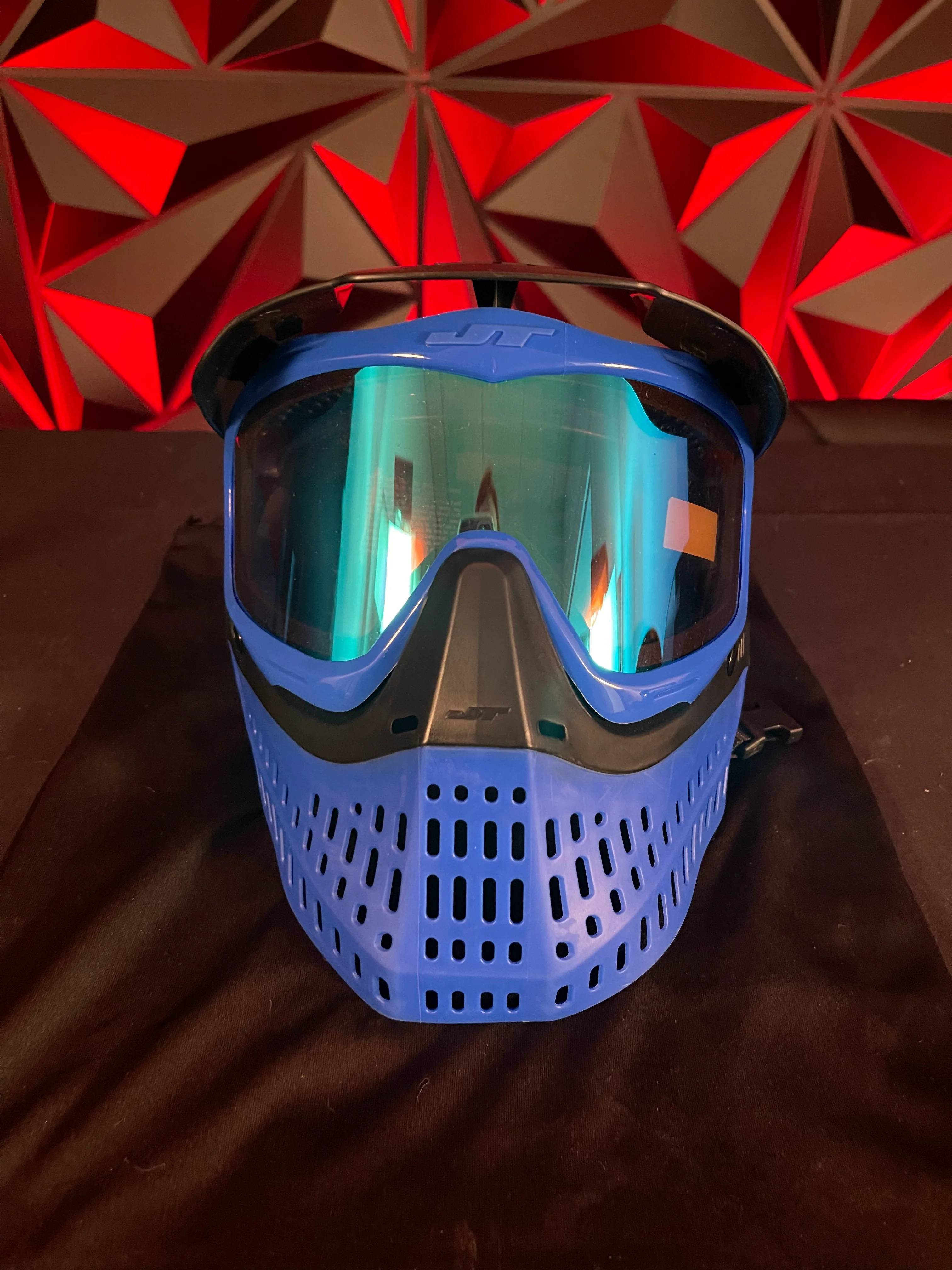 Used JT Proflex Mask - Black/Blue w/ Visor and Soft Goggle Bag - Image 2