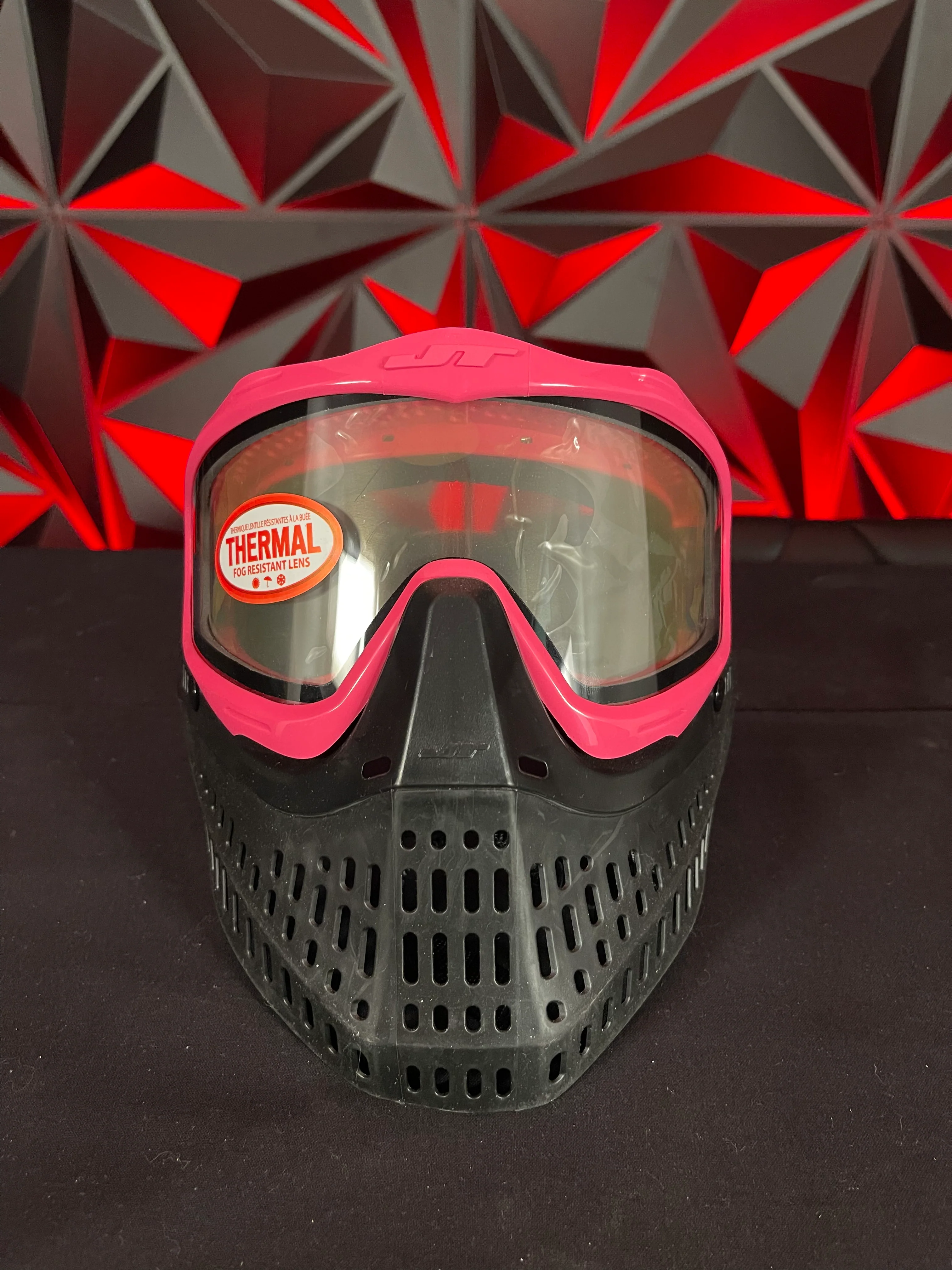 Used JT Proflex Mask - Custom Build - Black/Pink w/ 2 Lenses, Visor, Original Box & Soft Goggle Bag - Image 2