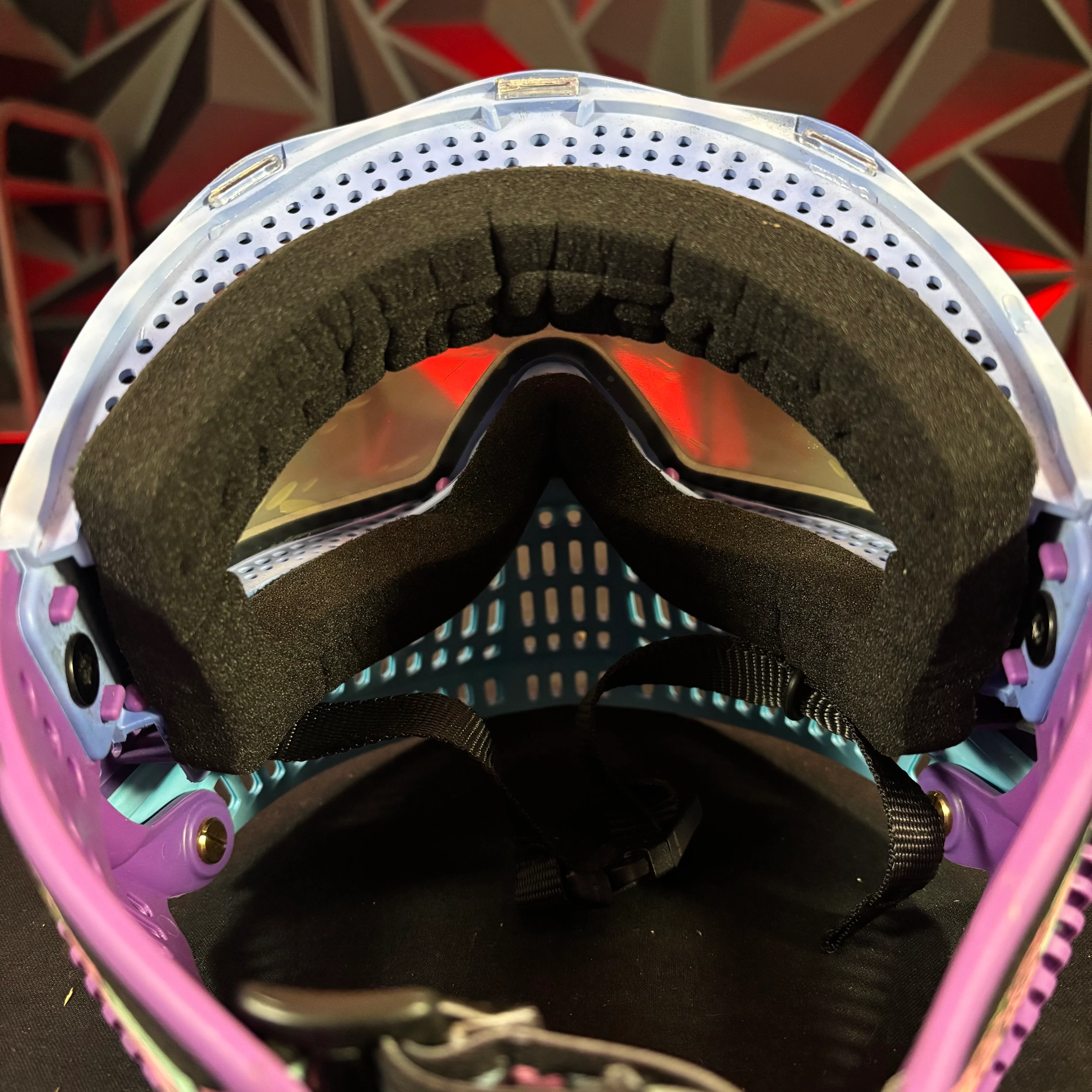 Used JT Proflex Paintball Mask - Custom #11 Purple tie dye Frame /w Light blue to purple Bottoms and Purple ears *Custom* - Image 5