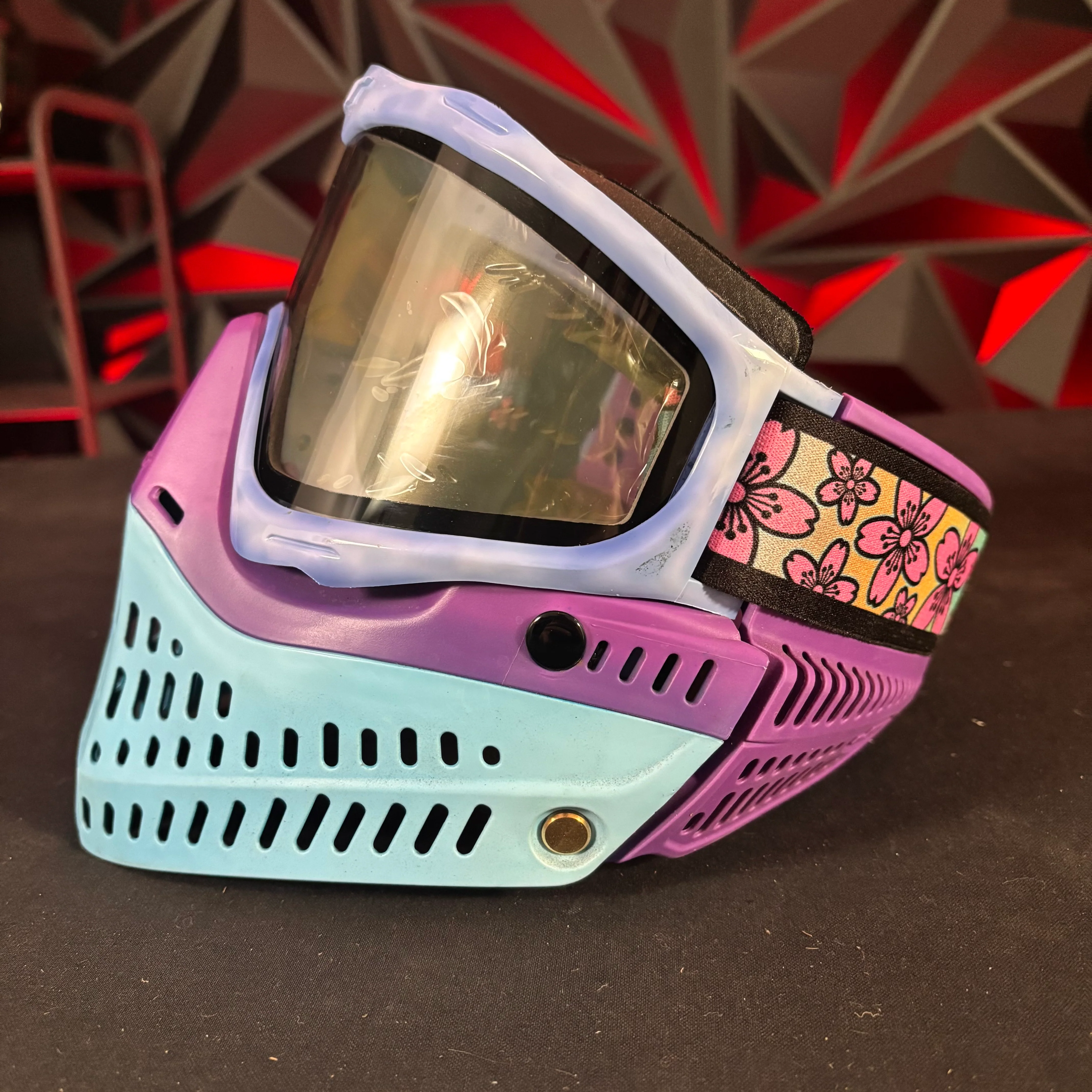 Used JT Proflex Paintball Mask - Custom #11 Purple tie dye Frame /w Light blue to purple Bottoms and Purple ears *Custom* - Image 6