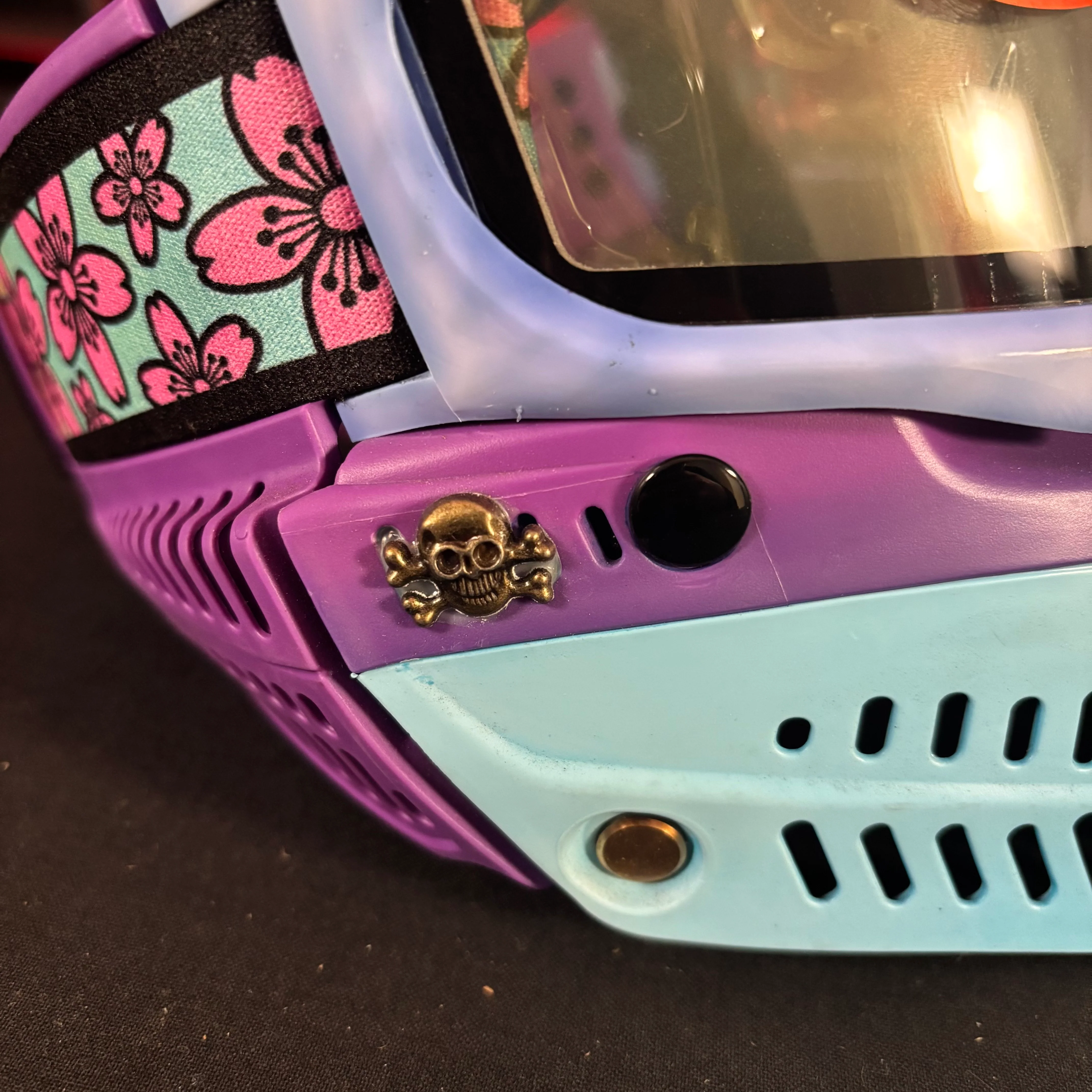Used JT Proflex Paintball Mask - Custom #11 Purple tie dye Frame /w Light blue to purple Bottoms and Purple ears *Custom* - Image 9