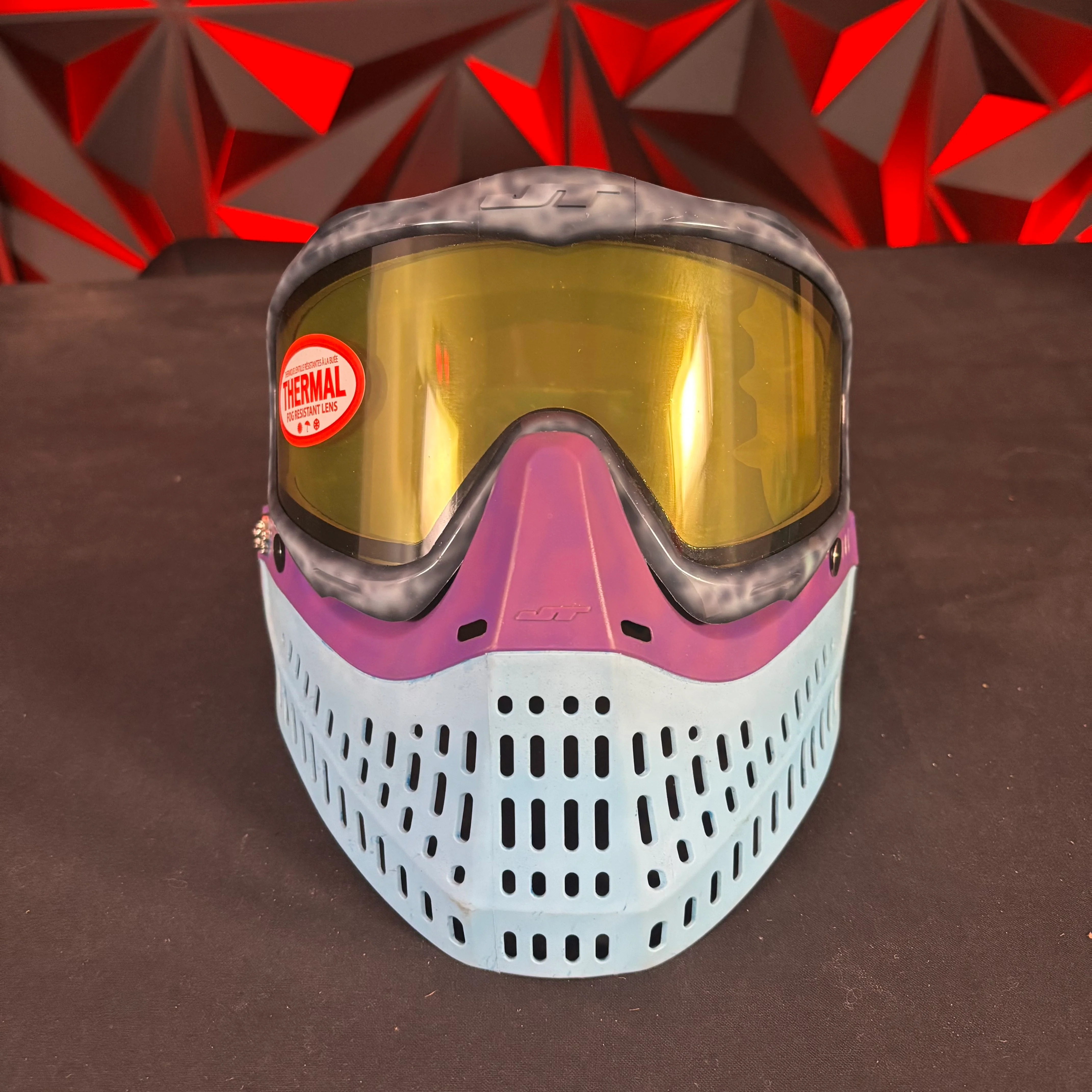 Used JT Proflex Paintball Mask - Custom #12 Dark blue tie dye Frame /w Light blue to purple Bottoms and Purple ears *Custom* - Image 2