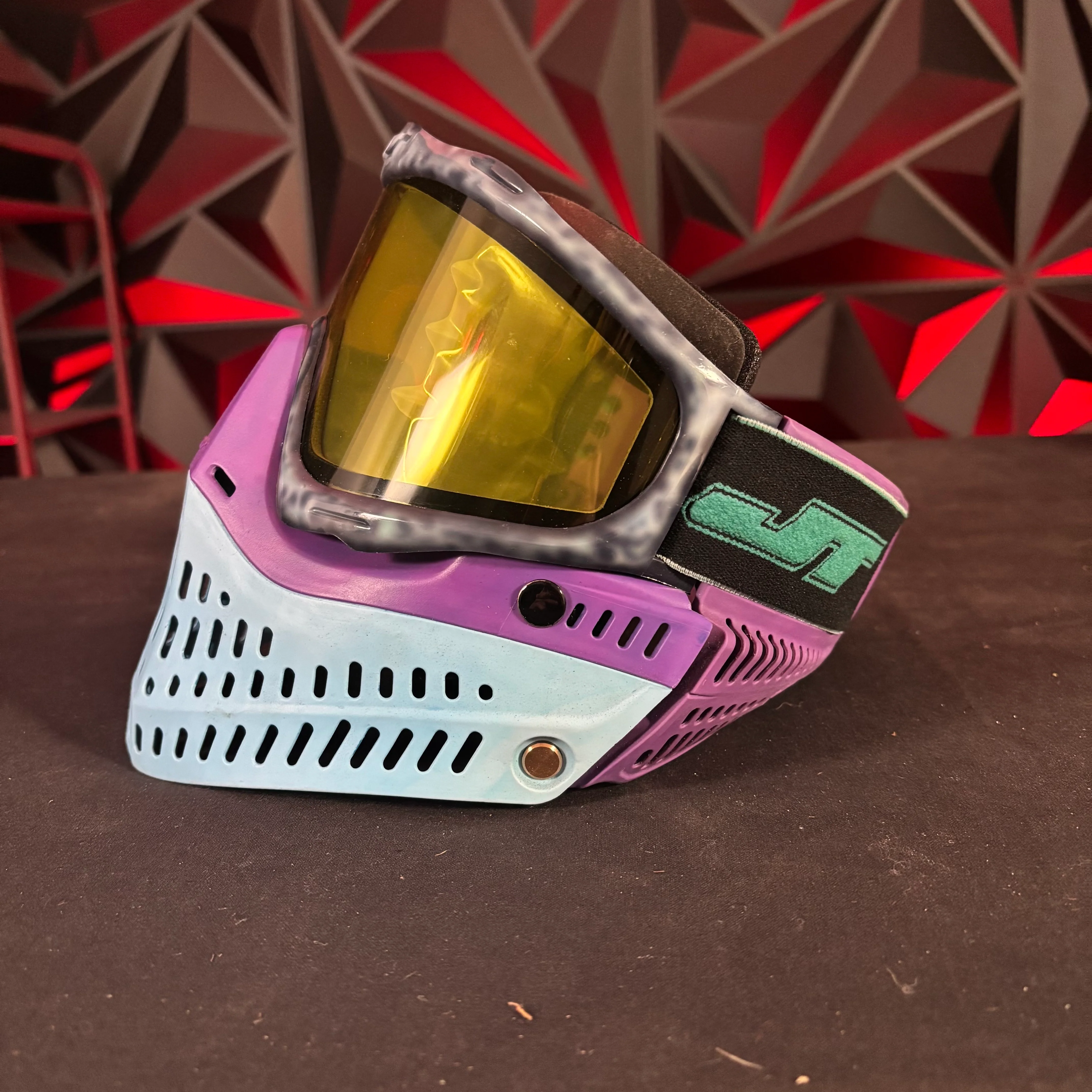 Used JT Proflex Paintball Mask - Custom #12 Dark blue tie dye Frame /w Light blue to purple Bottoms and Purple ears *Custom* - Image 7