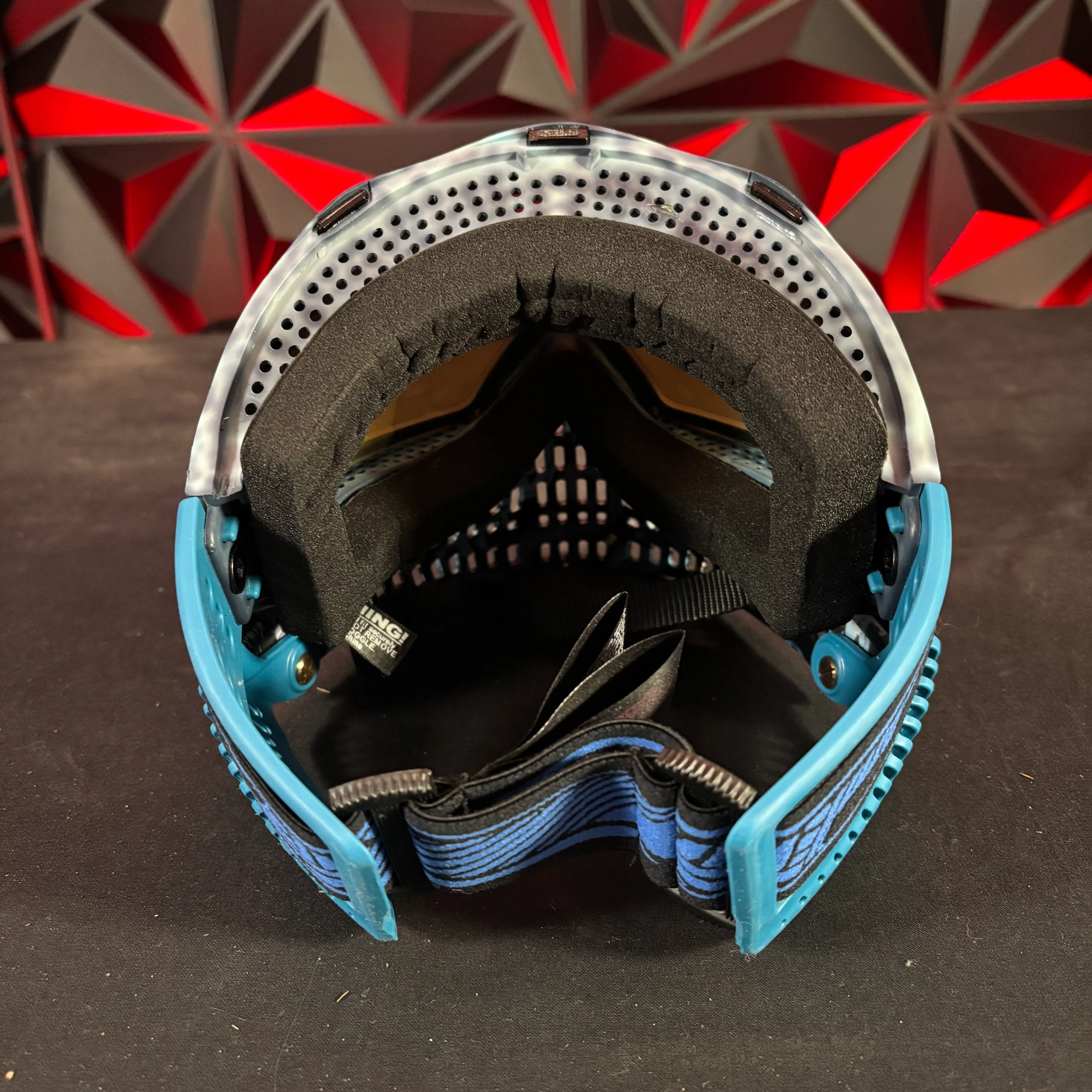 Used JT Proflex Paintball Mask - Custom #9 Dark blue to Light blue tie dye Frame /w Dynasty Bottoms and Blue ears *Custom* - Image 4