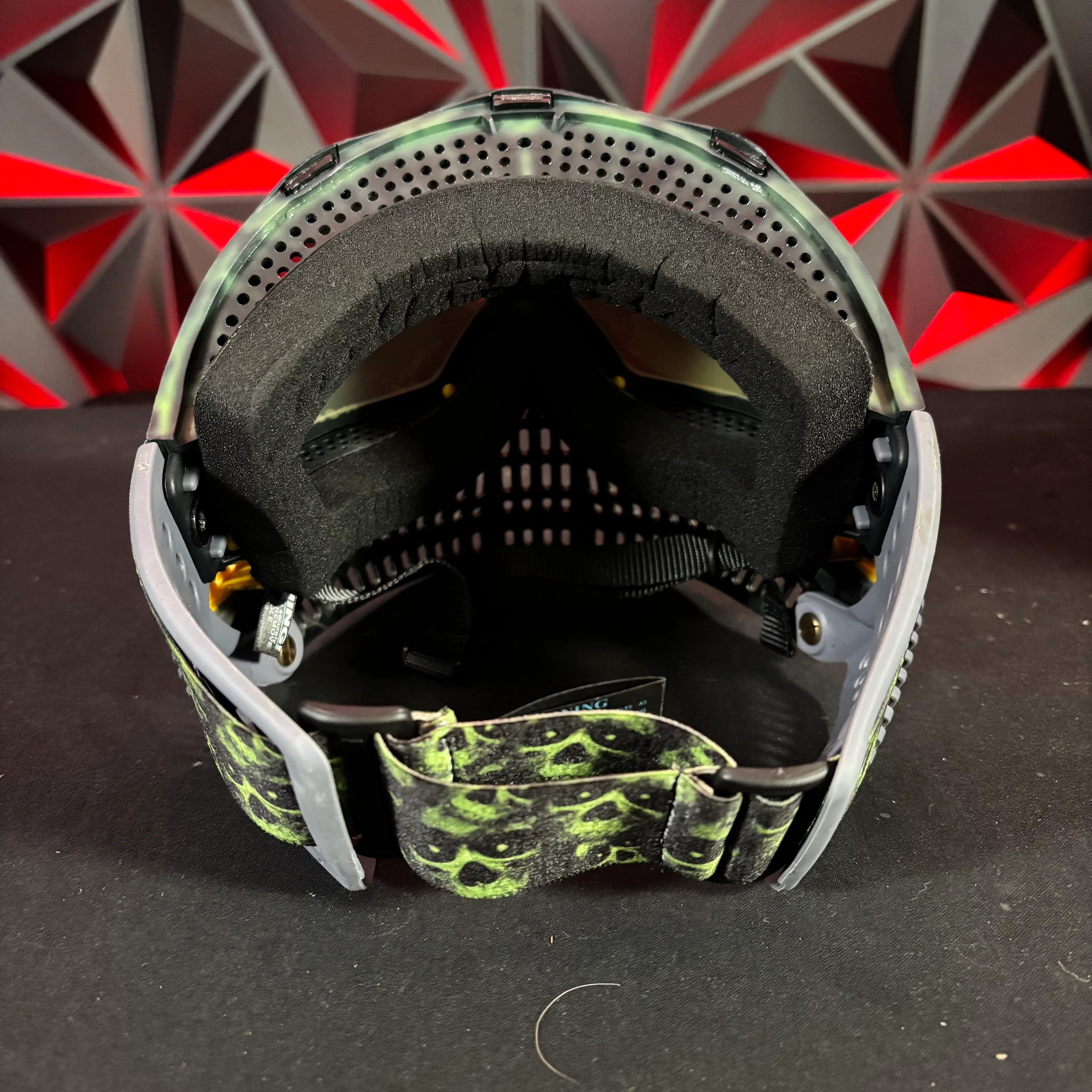 Used JT Proflex Paintball Mask - Custom #8 Green Cheeta/w yellow tiger stripe bottoms and grey ears *Custom* - Image 4