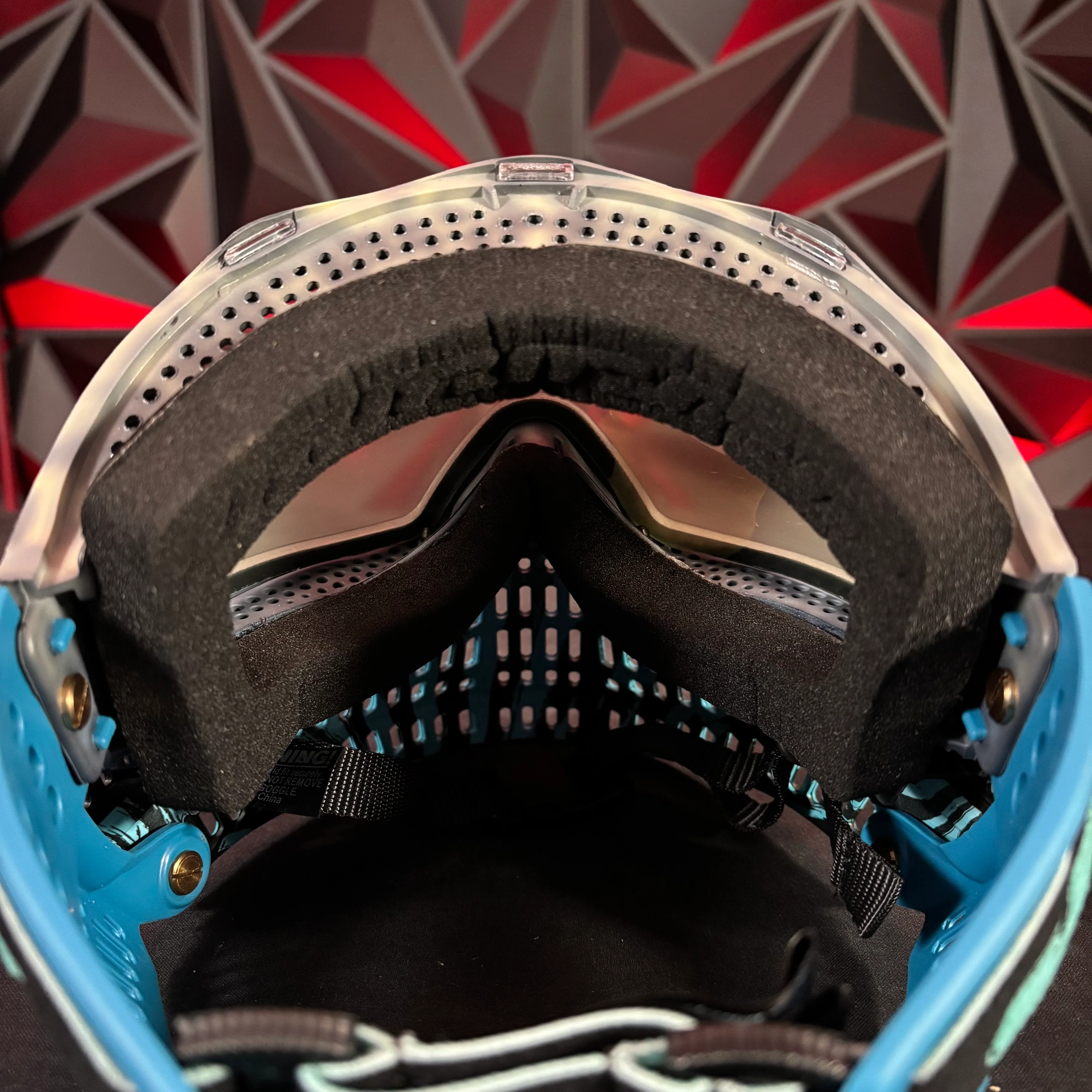 Used JT Proflex Paintball Mask - Custom #4 Blue to cream tie dye Frame /w Blue tiger stripe bottoms and Blue ears *Custom* - Image 5