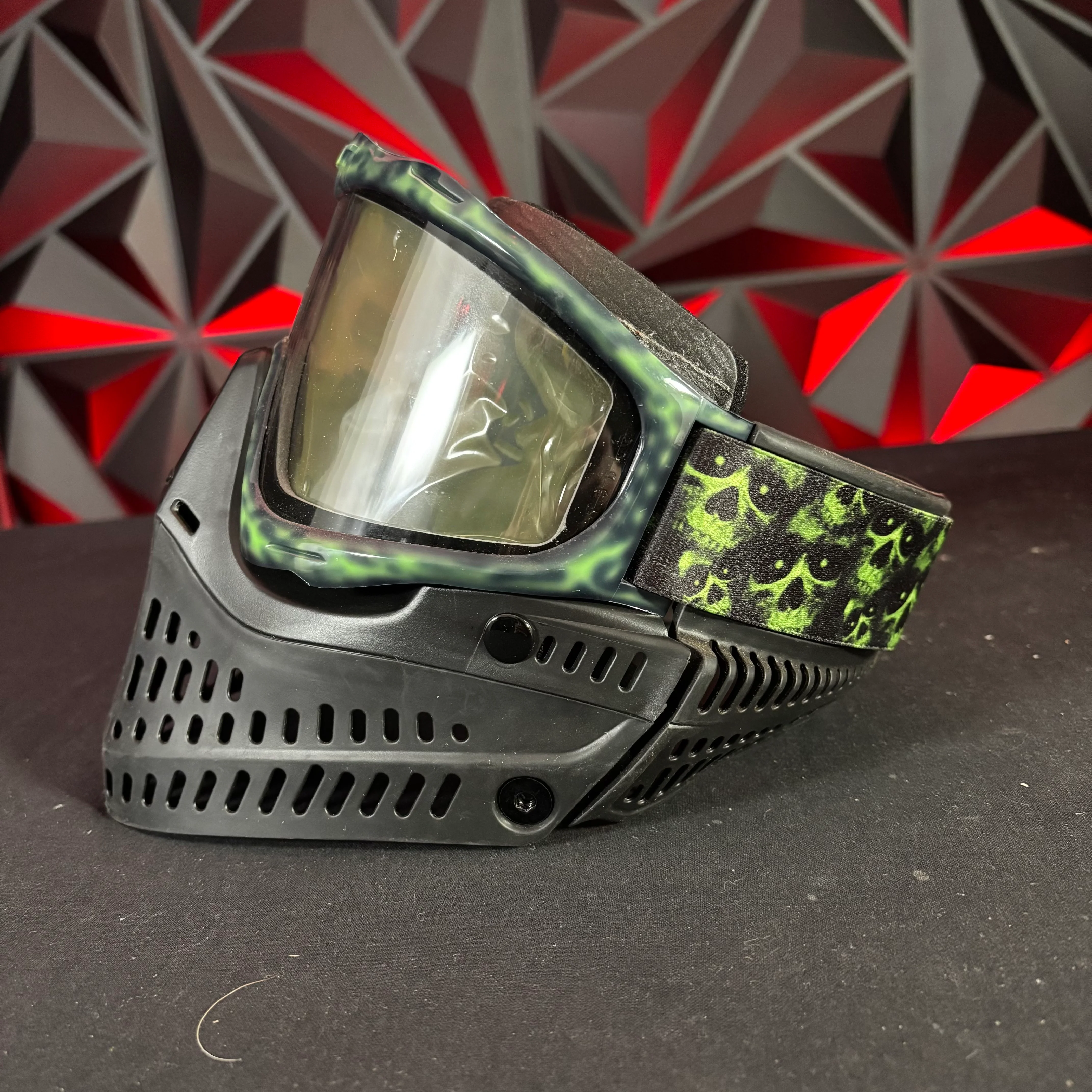 Used JT Proflex Paintball Mask - Custom #6 Green Tie dye /w Black bottoms and black ears *Custom* - Image 6