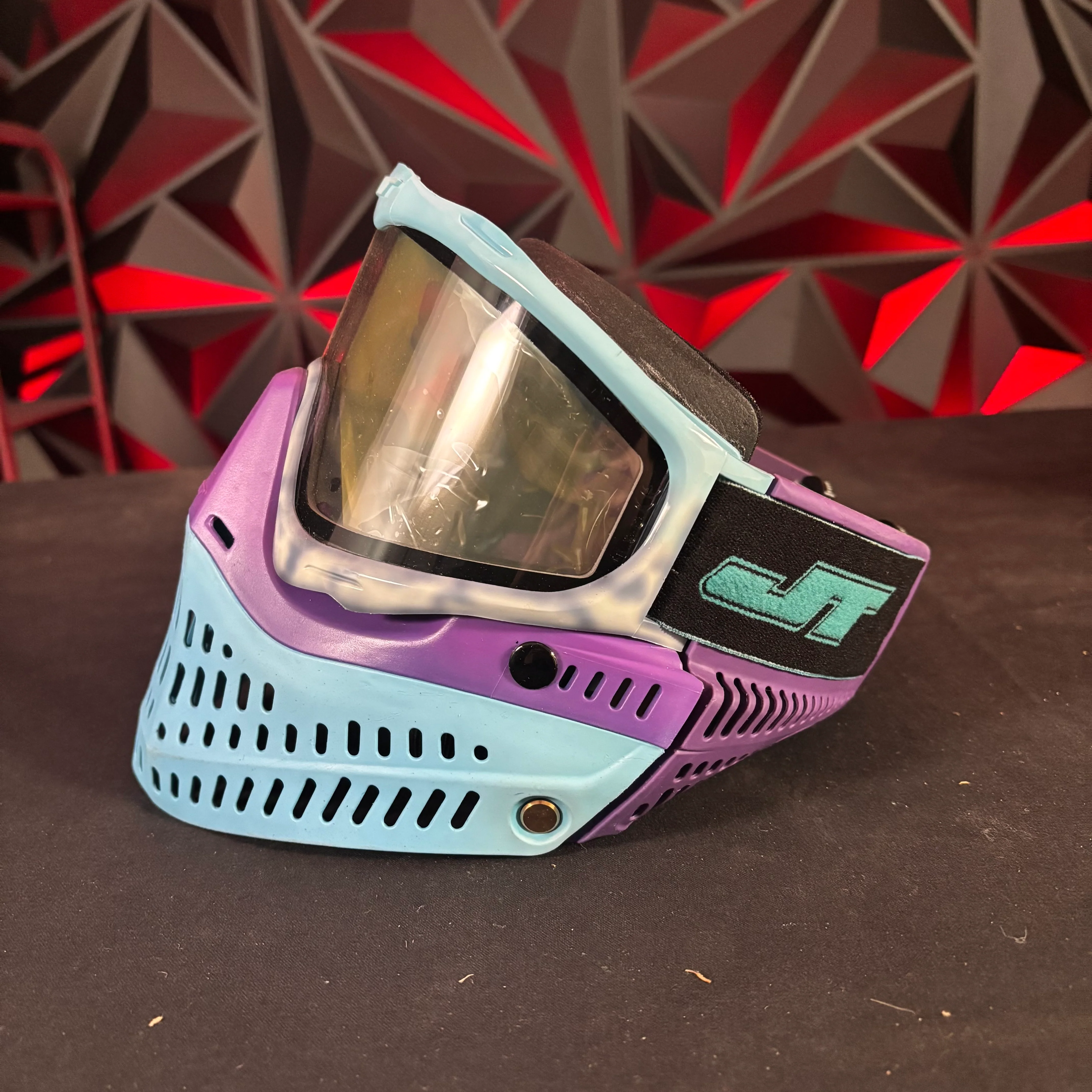 Used JT Proflex Paintball Mask - Custom #13 Baby Blue to Dark blue tie dye Frame /w Light blue to purple Bottoms and Purple ears *Custom* - Image 5