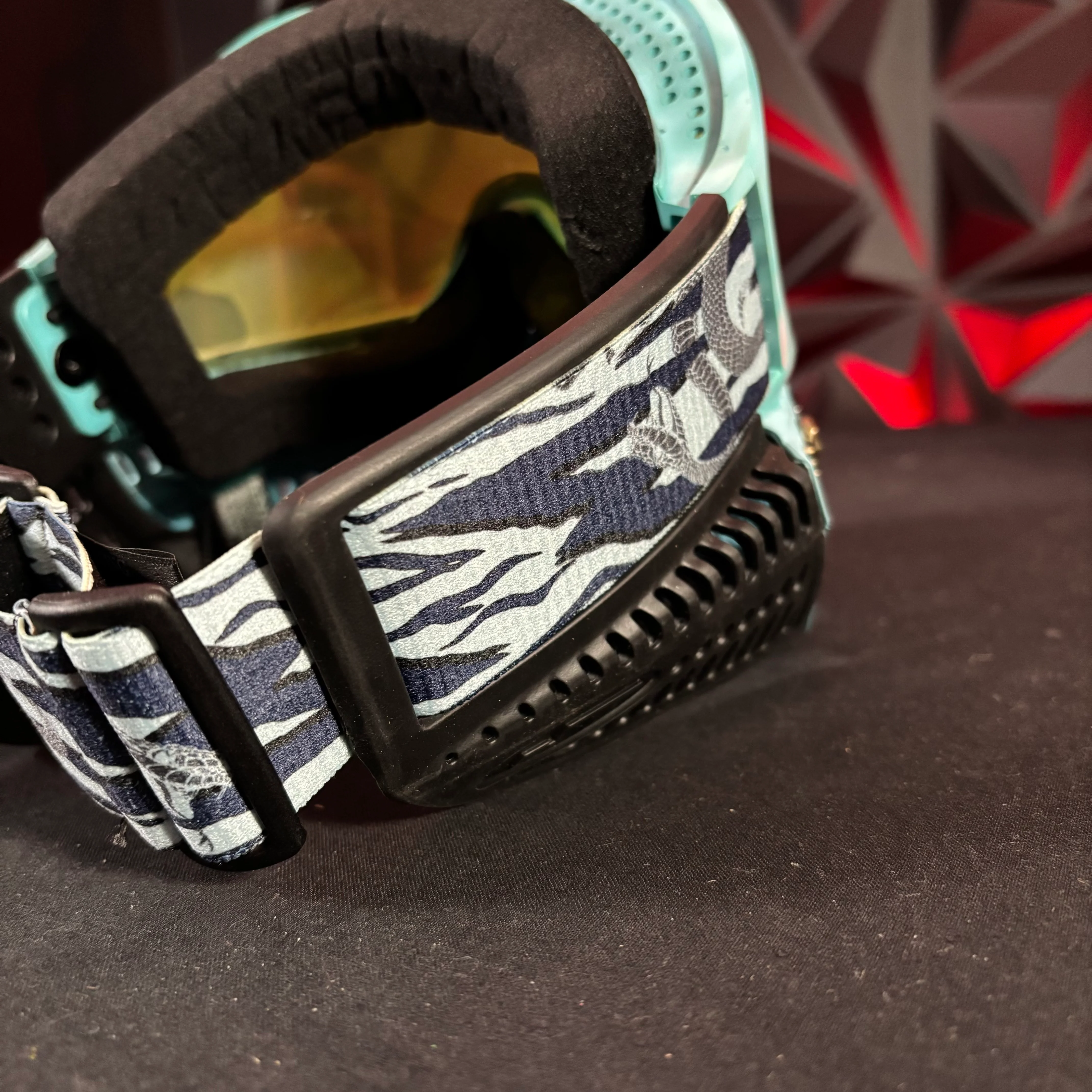 Used JT Proflex Paintball Mask - Blue tie die /w Light blue skirt and black ears *Custom* - Image 7
