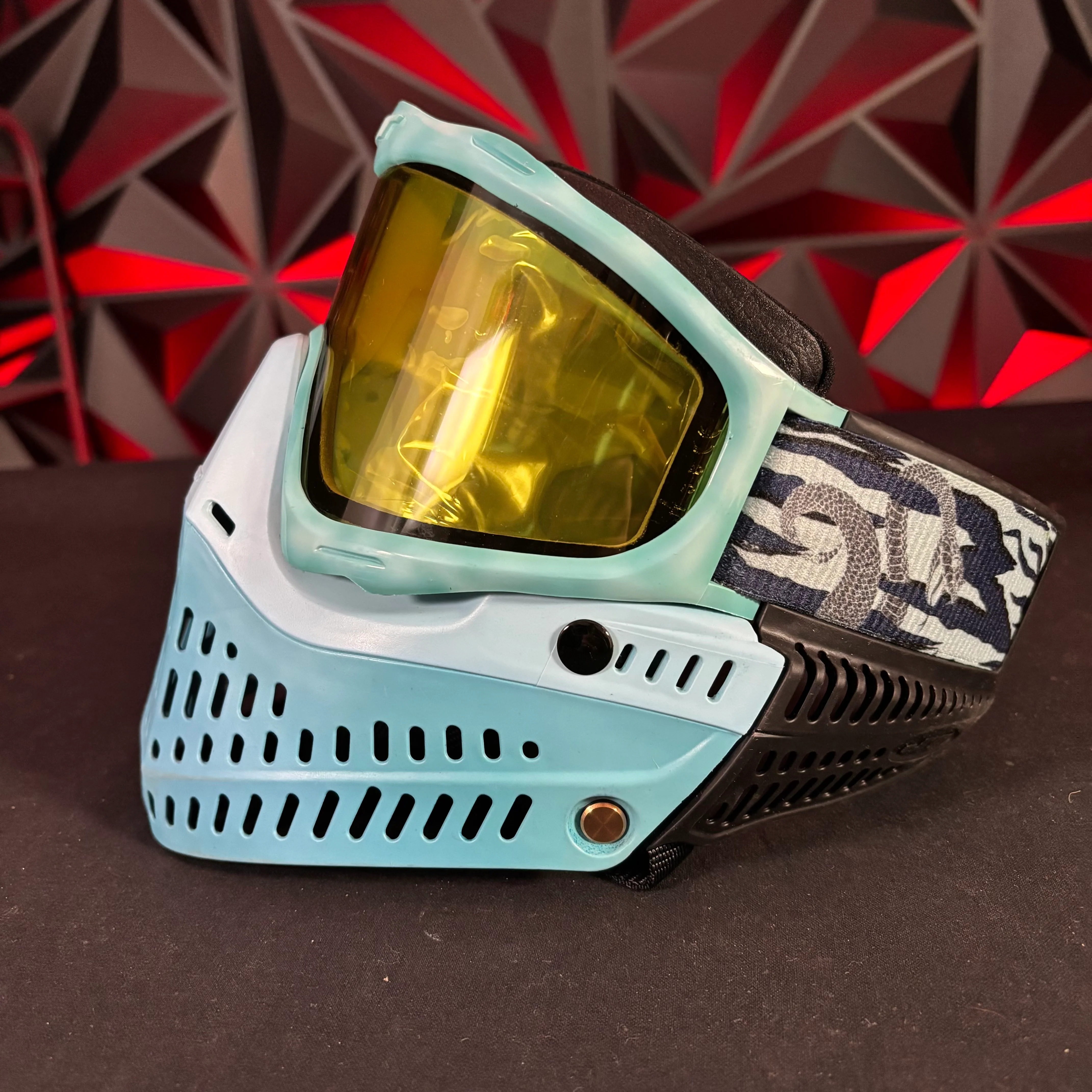 Used JT Proflex Paintball Mask - Blue tie die /w Light blue skirt and black ears *Custom* - Image 8
