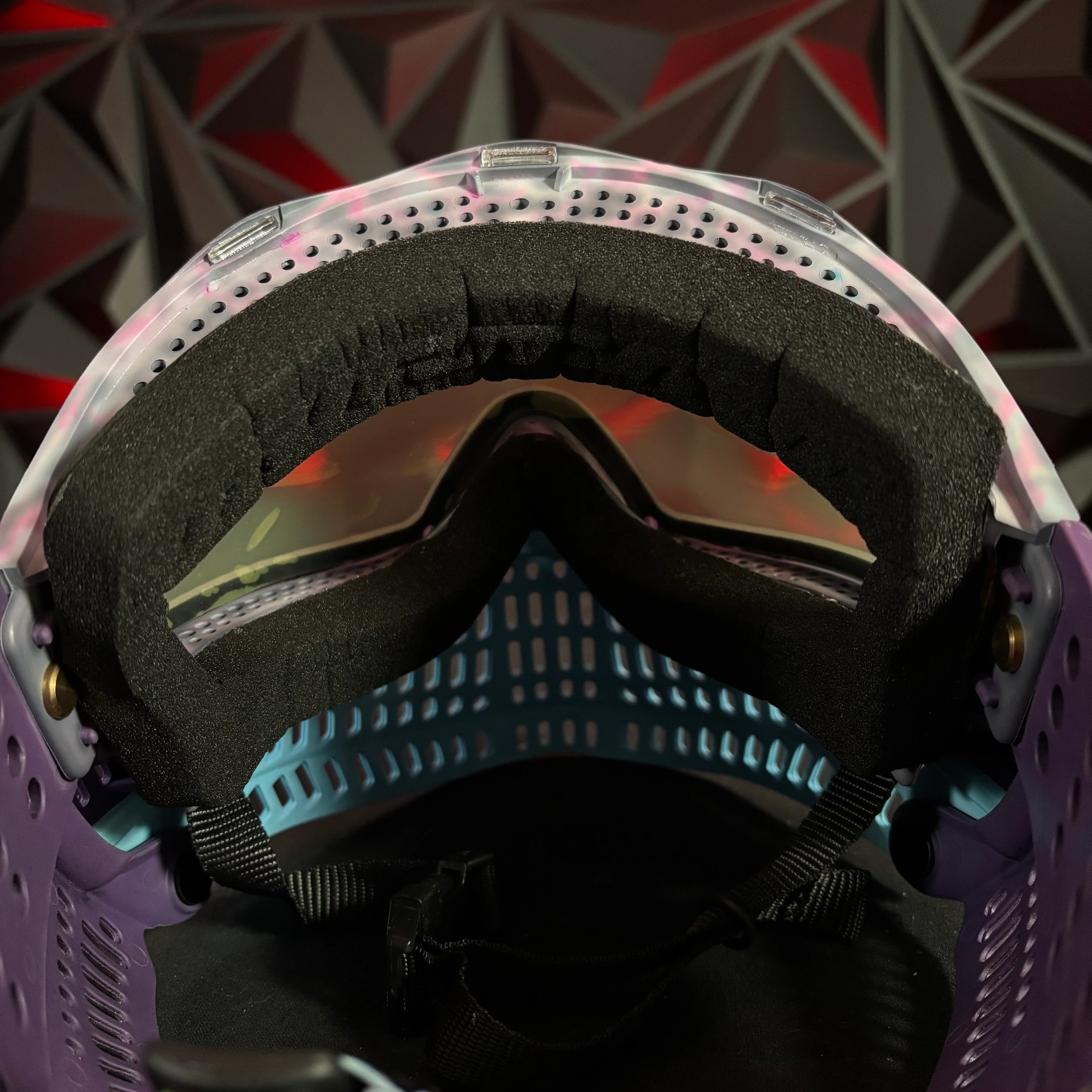 Used JT Proflex Paintball Mask - Custom #7 Cotton candy Frames/w Purple/ Baby blue *Dyed* bottoms and purple ears - *Custom* - Image 4