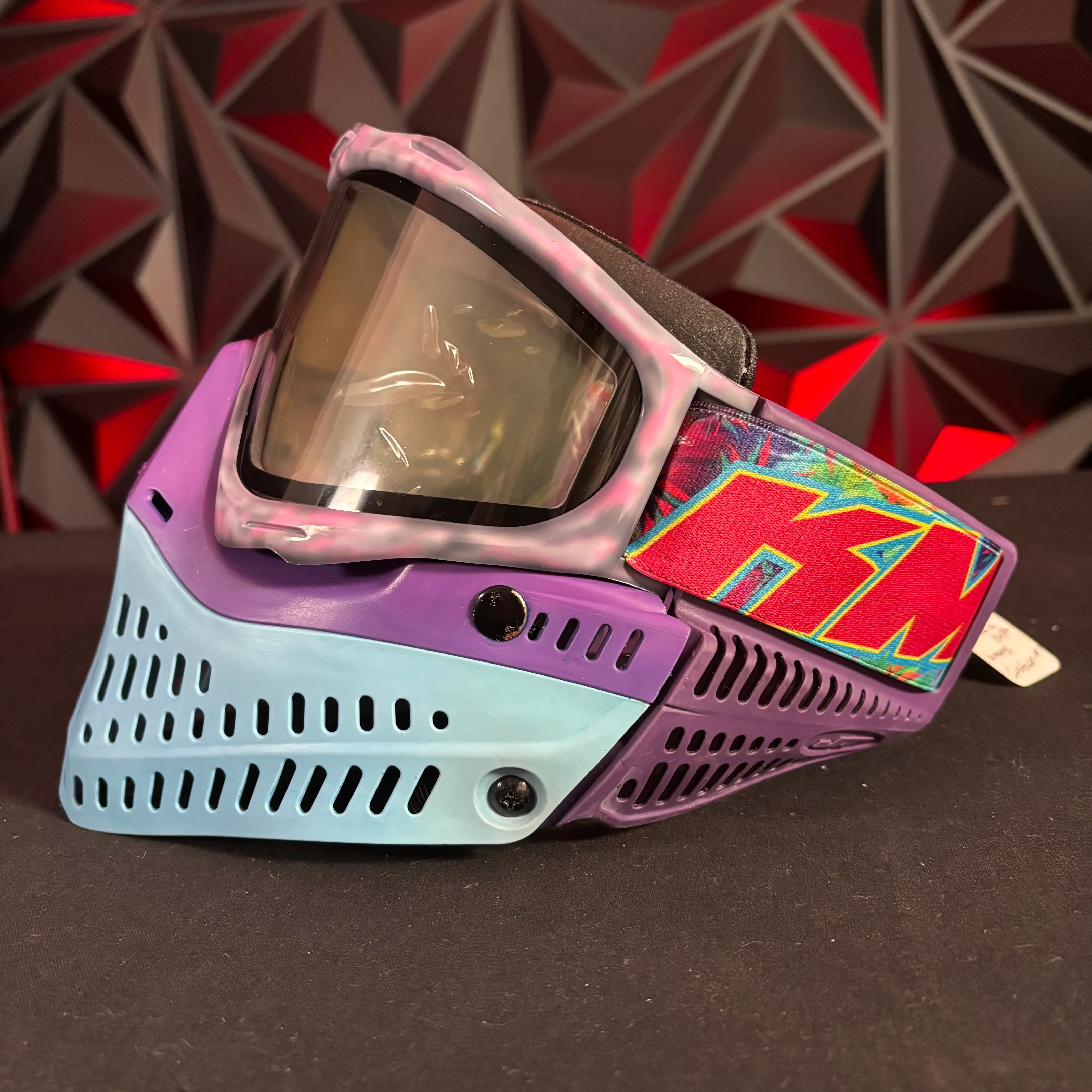 Used JT Proflex Paintball Mask - Custom #7 Cotton candy Frames/w Purple/ Baby blue *Dyed* bottoms and purple ears - *Custom* - Image 5