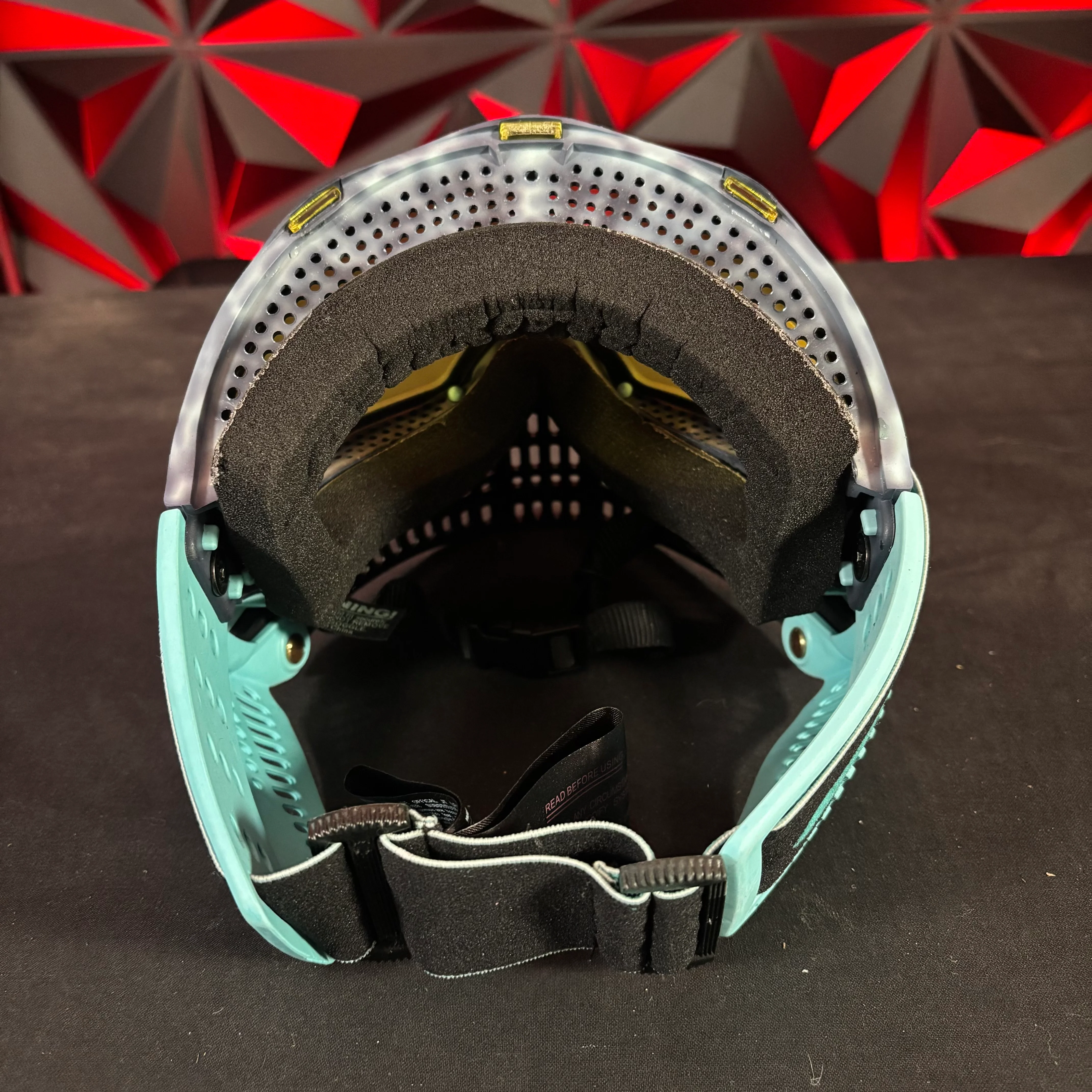 Used JT Proflex Paintball Mask - Custom # 15 Dark blue tie dye Frame /w Black to light blue Bottoms and Blue ears *Custom* - Image 4