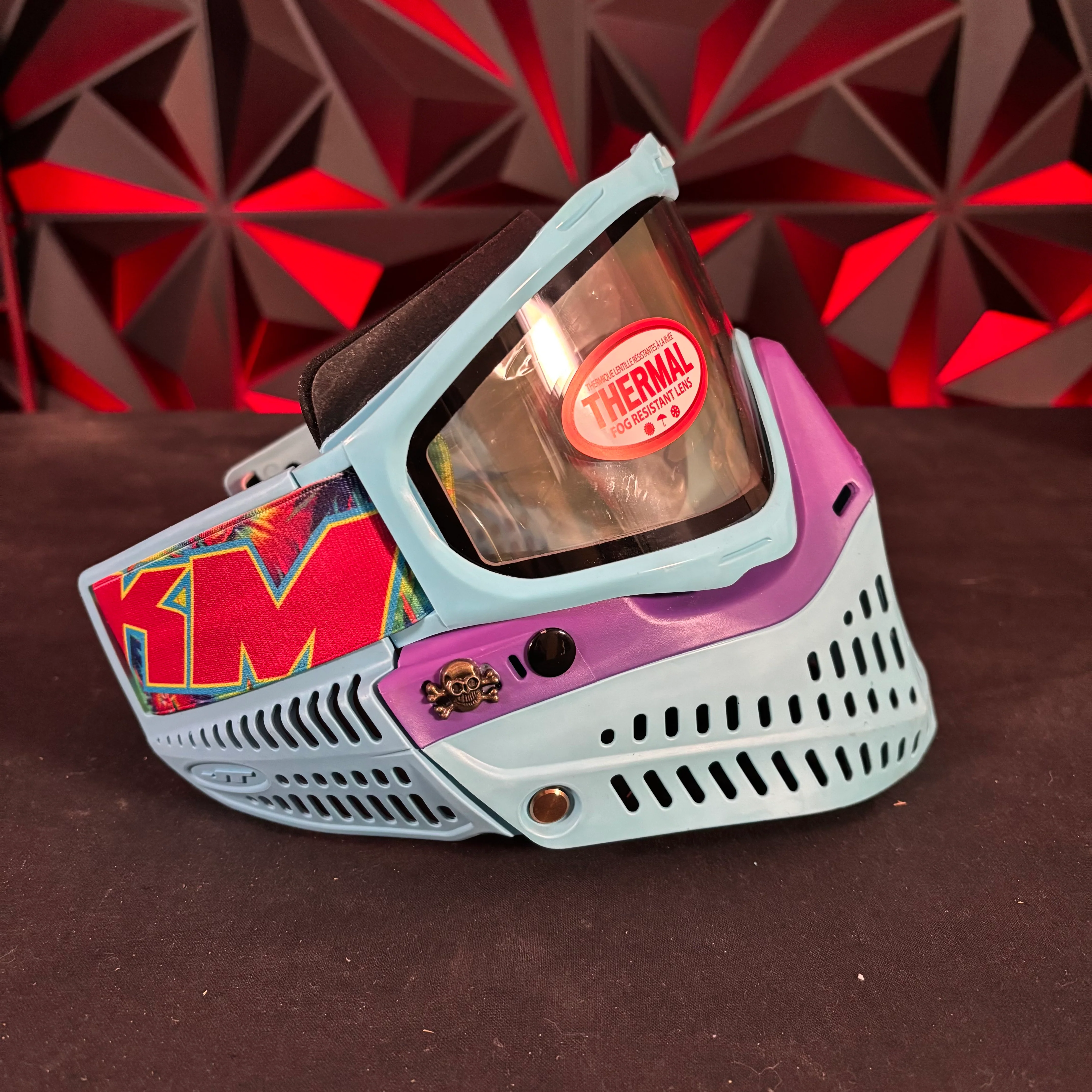 Used JT Proflex Paintball Mask - Custom #21 Light Blue Frames /w Light blue to Purple Bottoms and Light blue ears *Custom* - Image 3