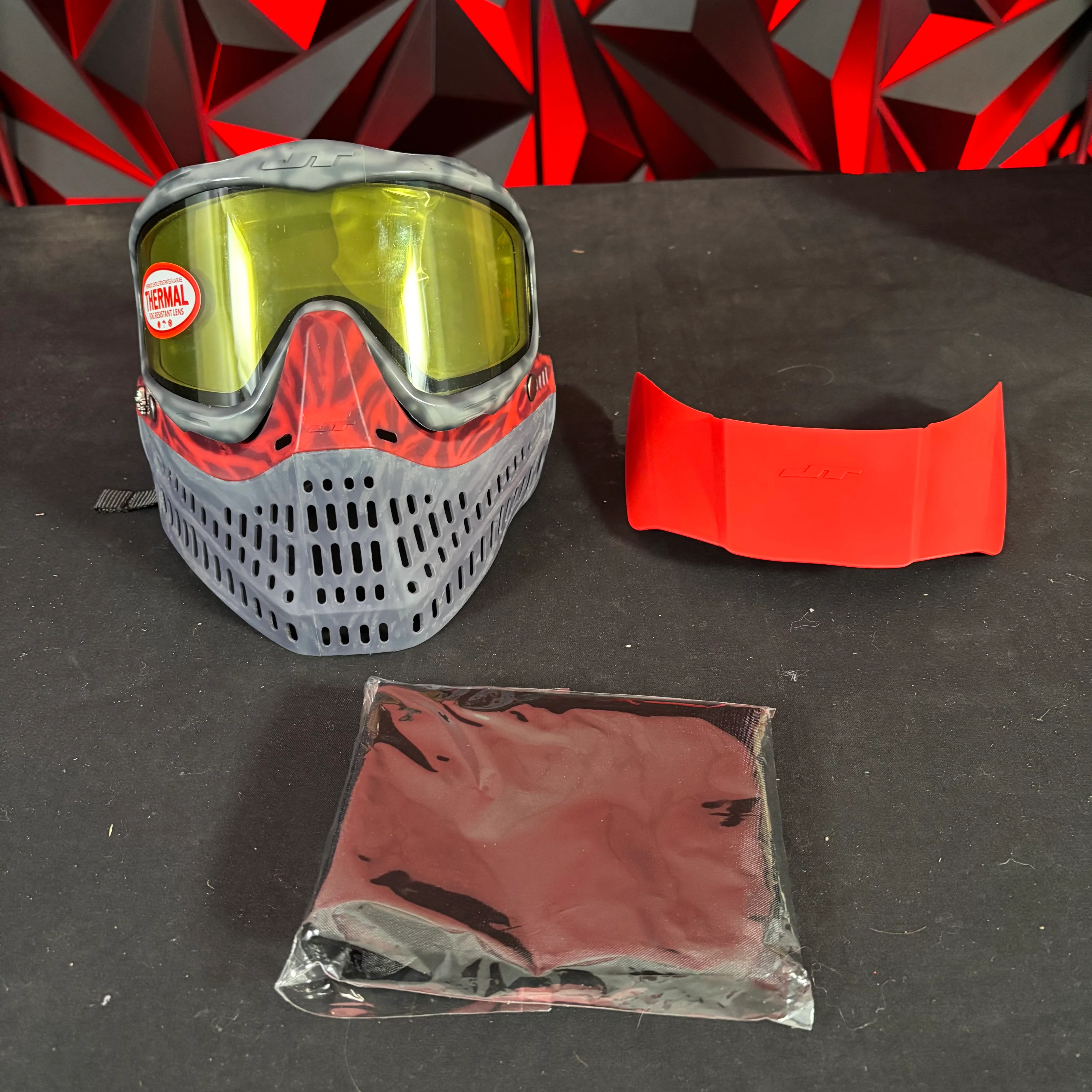 Used JT Proflex Paintball Mask - Custom #3 Grey tie dye Frame /w Grey tiger stripe and Grey Tiger stripe ears *Custom*