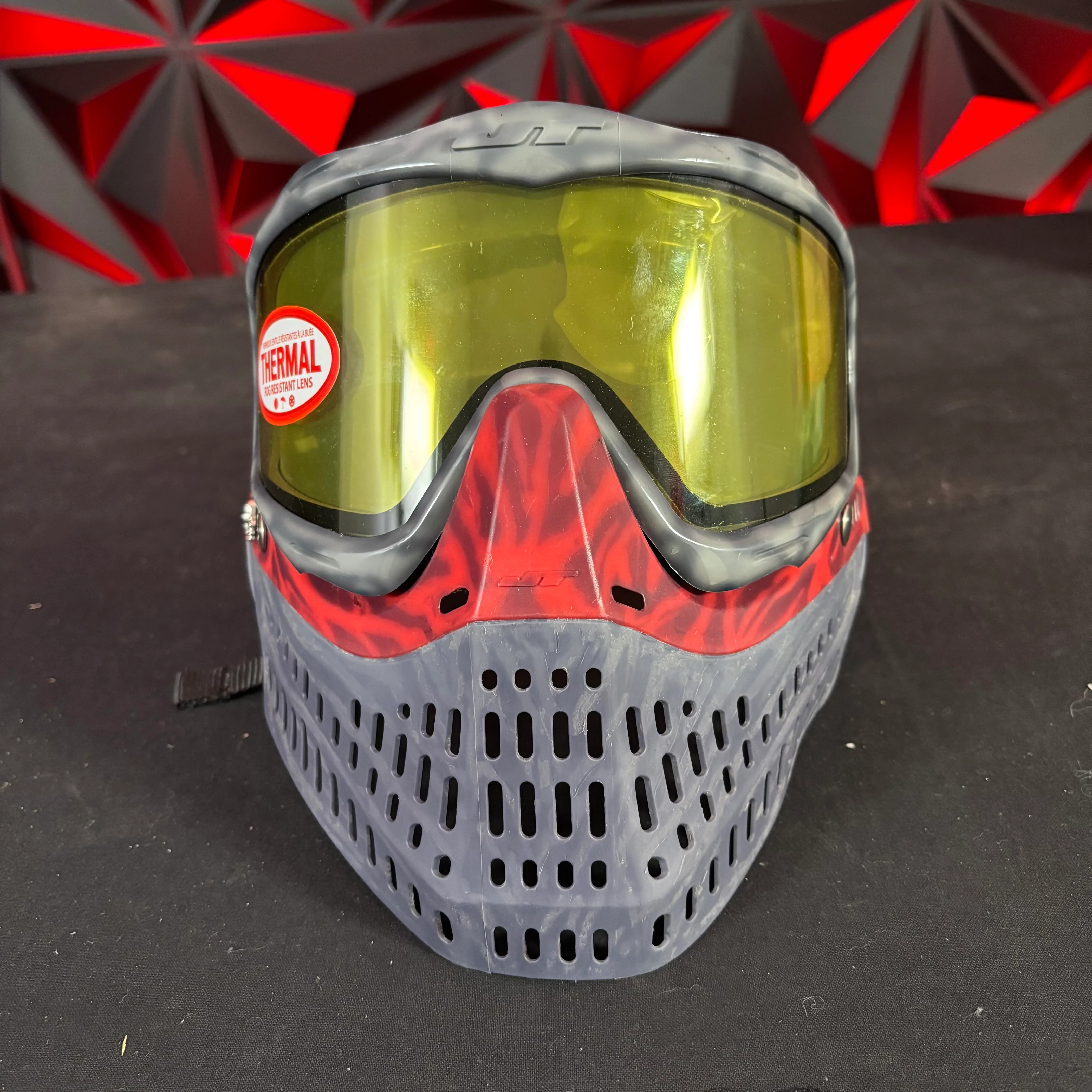 Used JT Proflex Paintball Mask - Custom #3 Grey tie dye Frame /w Grey tiger stripe and Grey Tiger stripe ears *Custom* - Image 2
