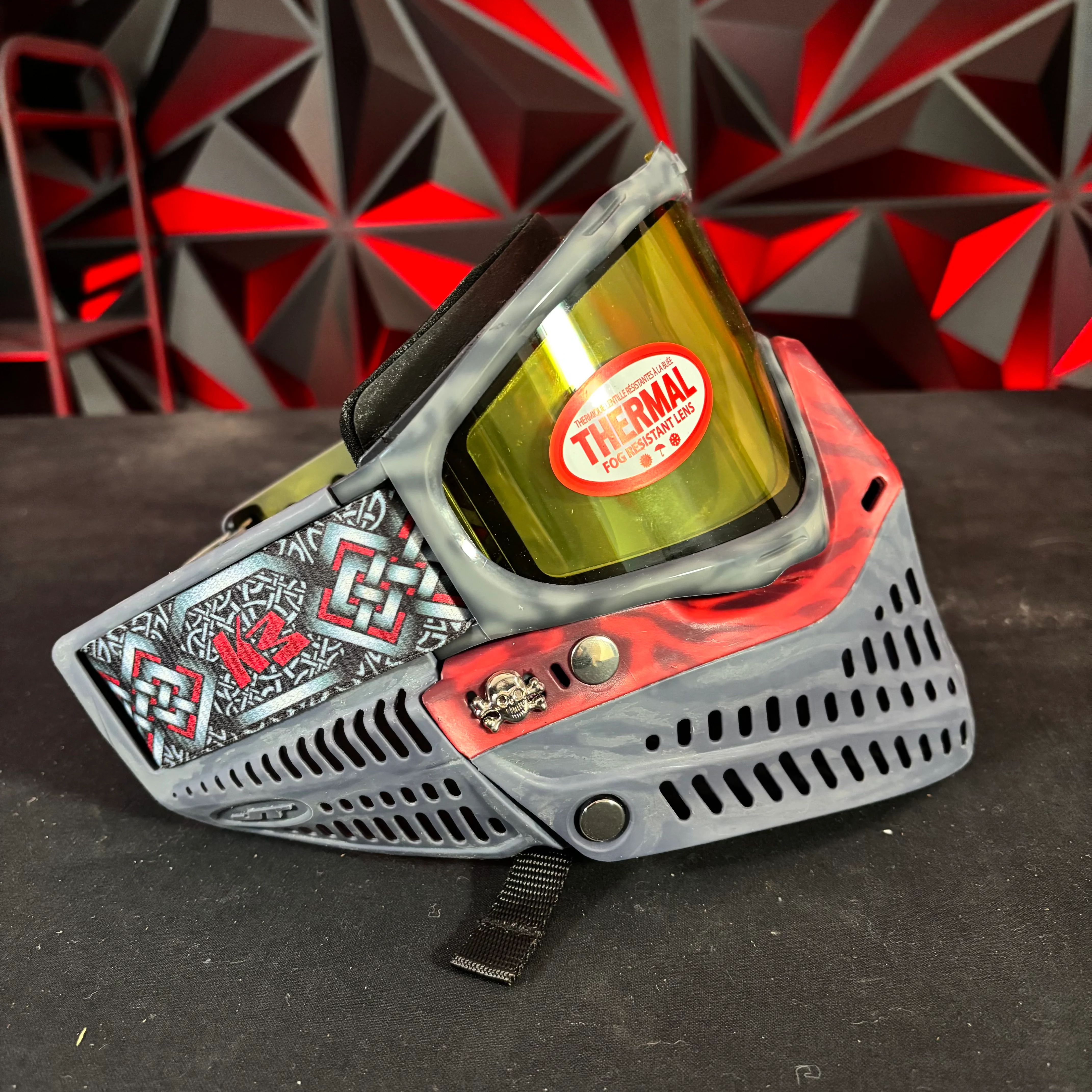 Used JT Proflex Paintball Mask - Custom #3 Grey tie dye Frame /w Grey tiger stripe and Grey Tiger stripe ears *Custom* - Image 3