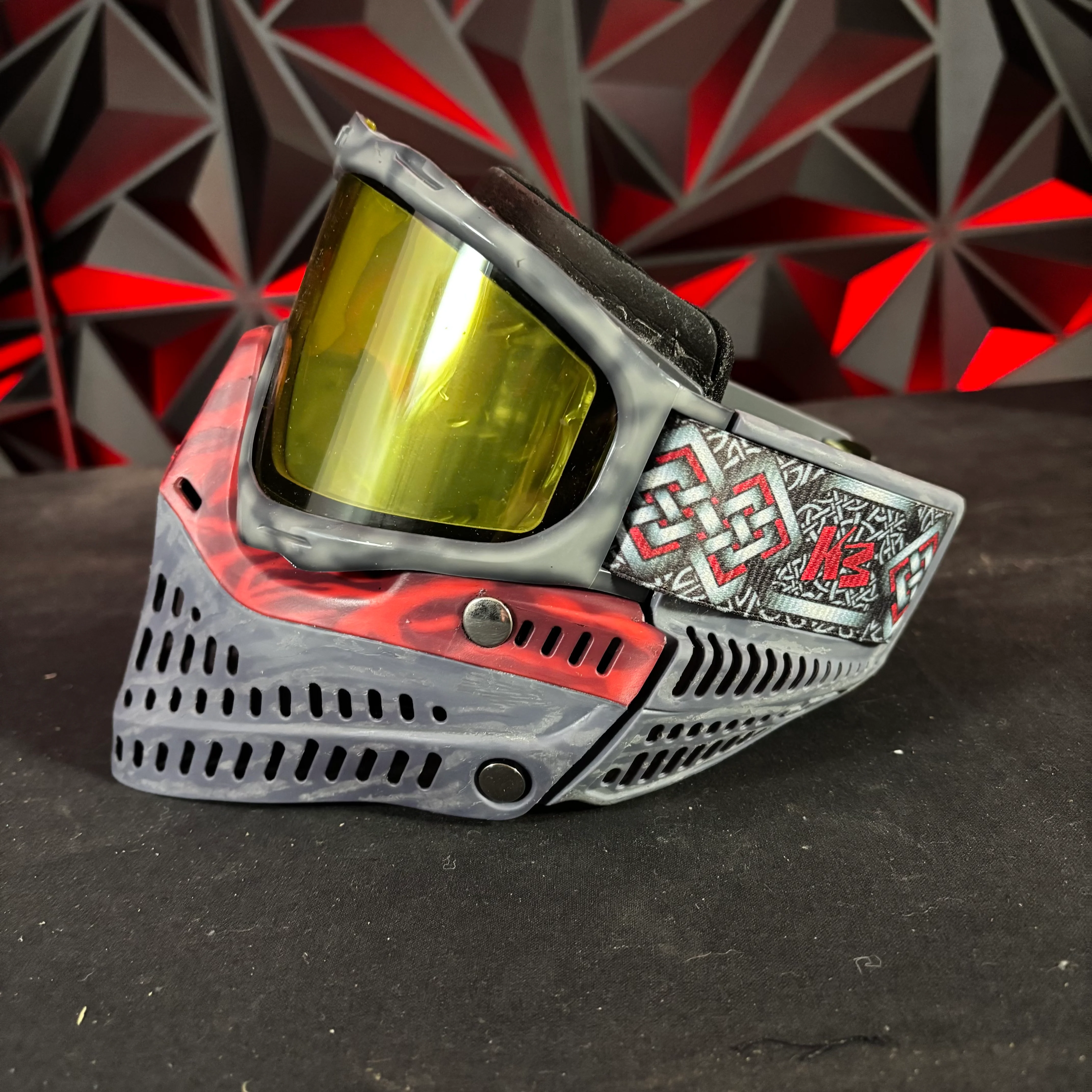 Used JT Proflex Paintball Mask - Custom #3 Grey tie dye Frame /w Grey tiger stripe and Grey Tiger stripe ears *Custom* - Image 6