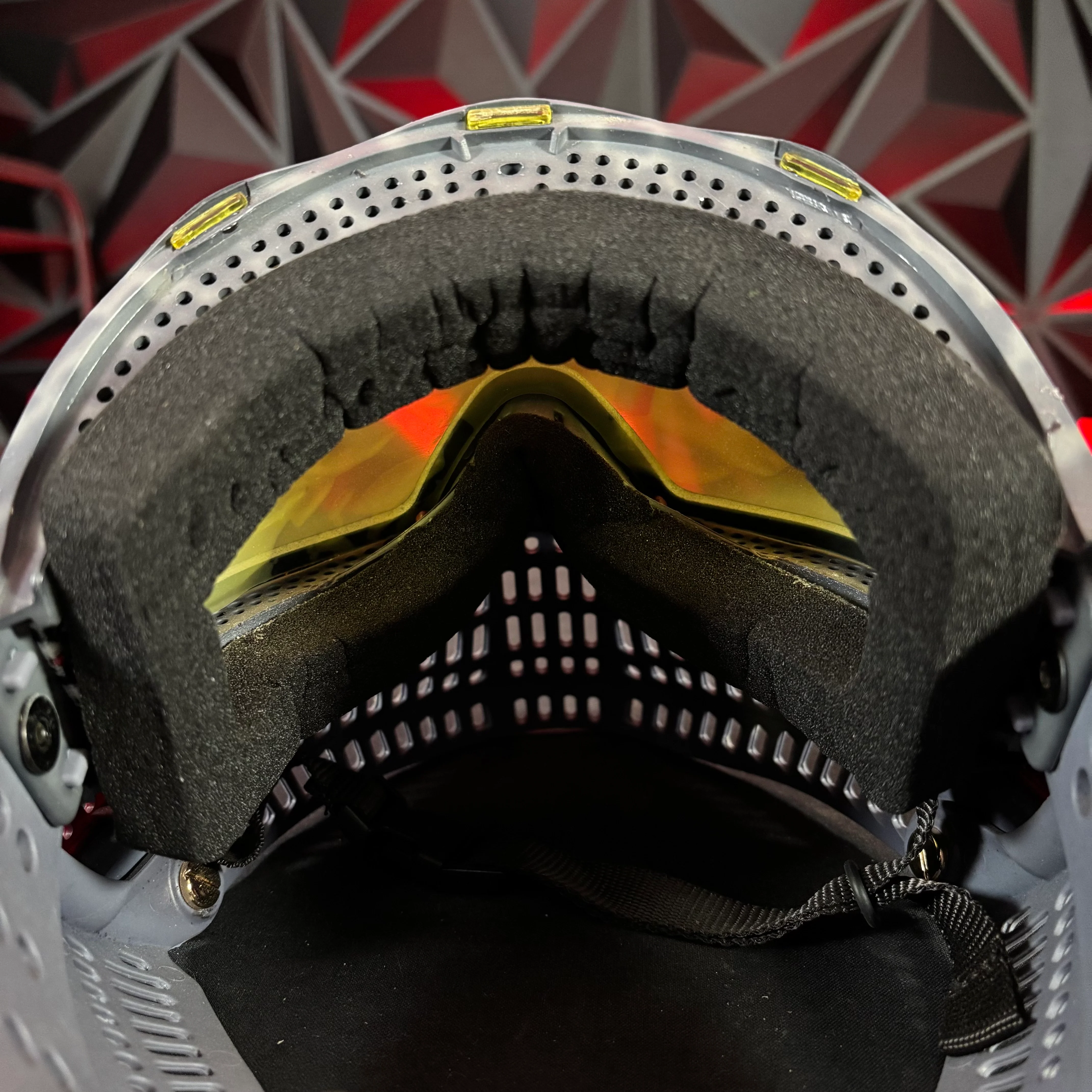 Used JT Proflex Paintball Mask - Custom #18 Grey Tie dye Frame /w Grey to red tiger stripe Bottoms and grey tiger stripe ears *Custom* - Image 5