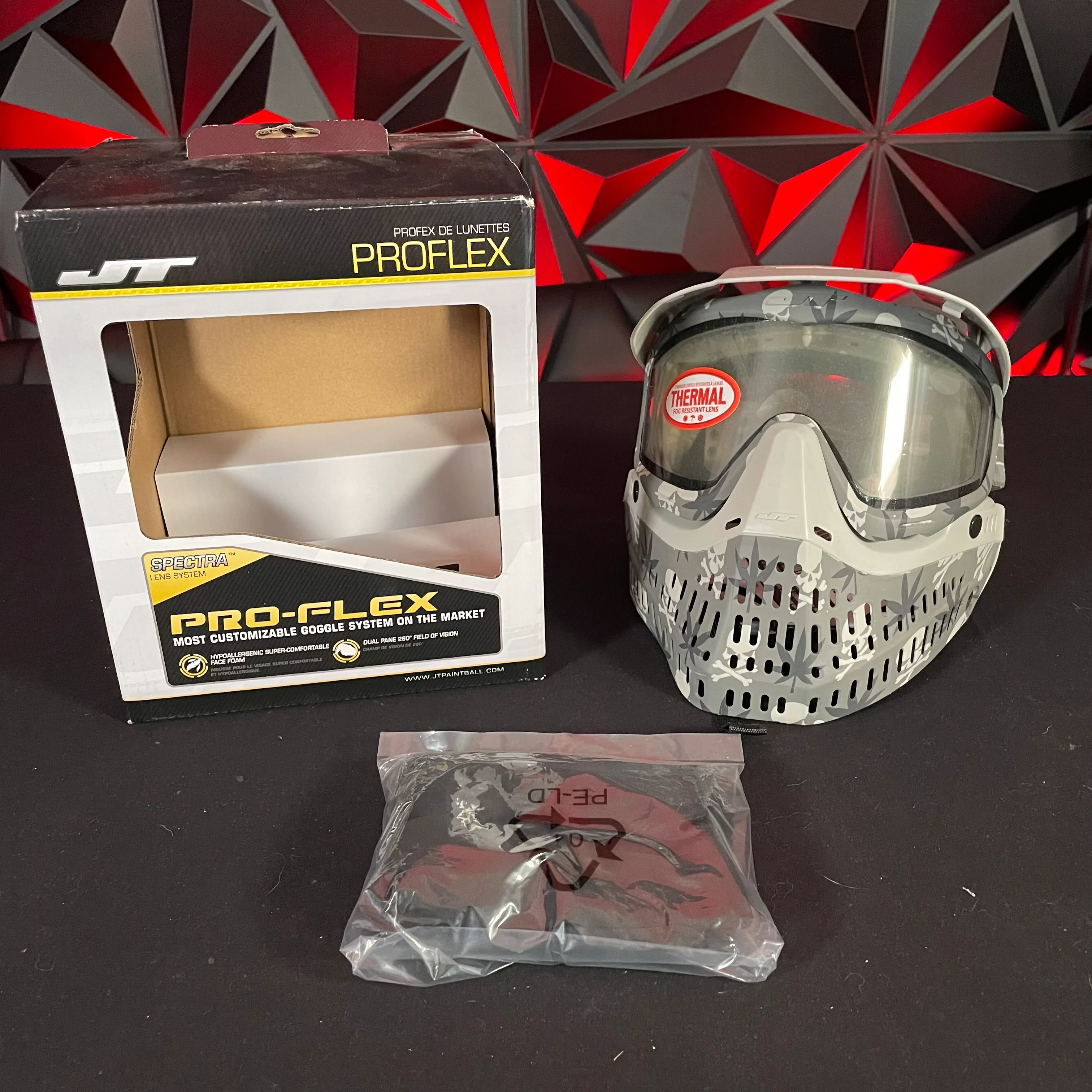 Used JT Proflex Paintball Mask - LE Live Long w/Clear Lens and Soft Goggle Bag