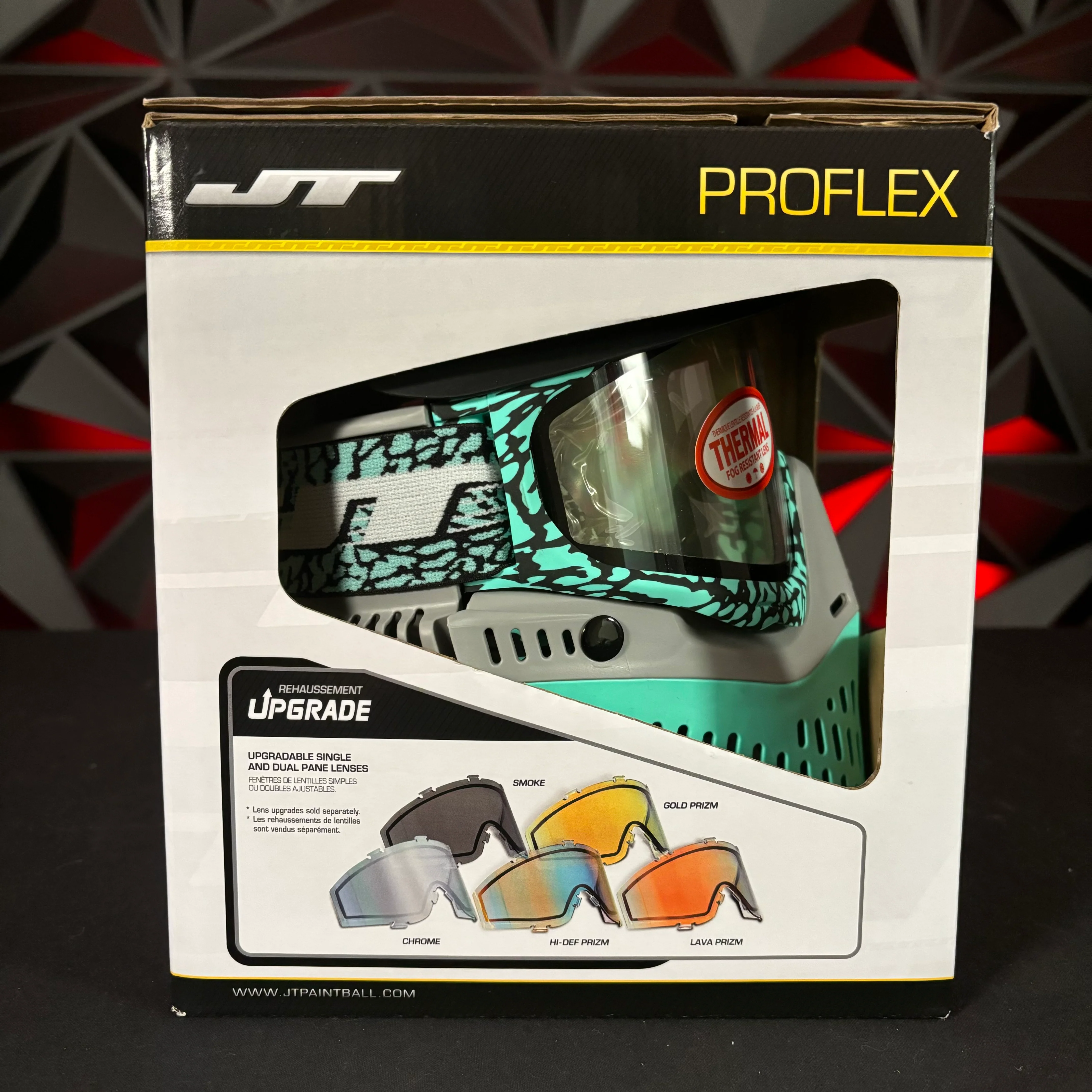 Used JT Proflex Paintball Mask - LE Teal Elephant w/Clear Lens & Matching Teal Ears - Image 2