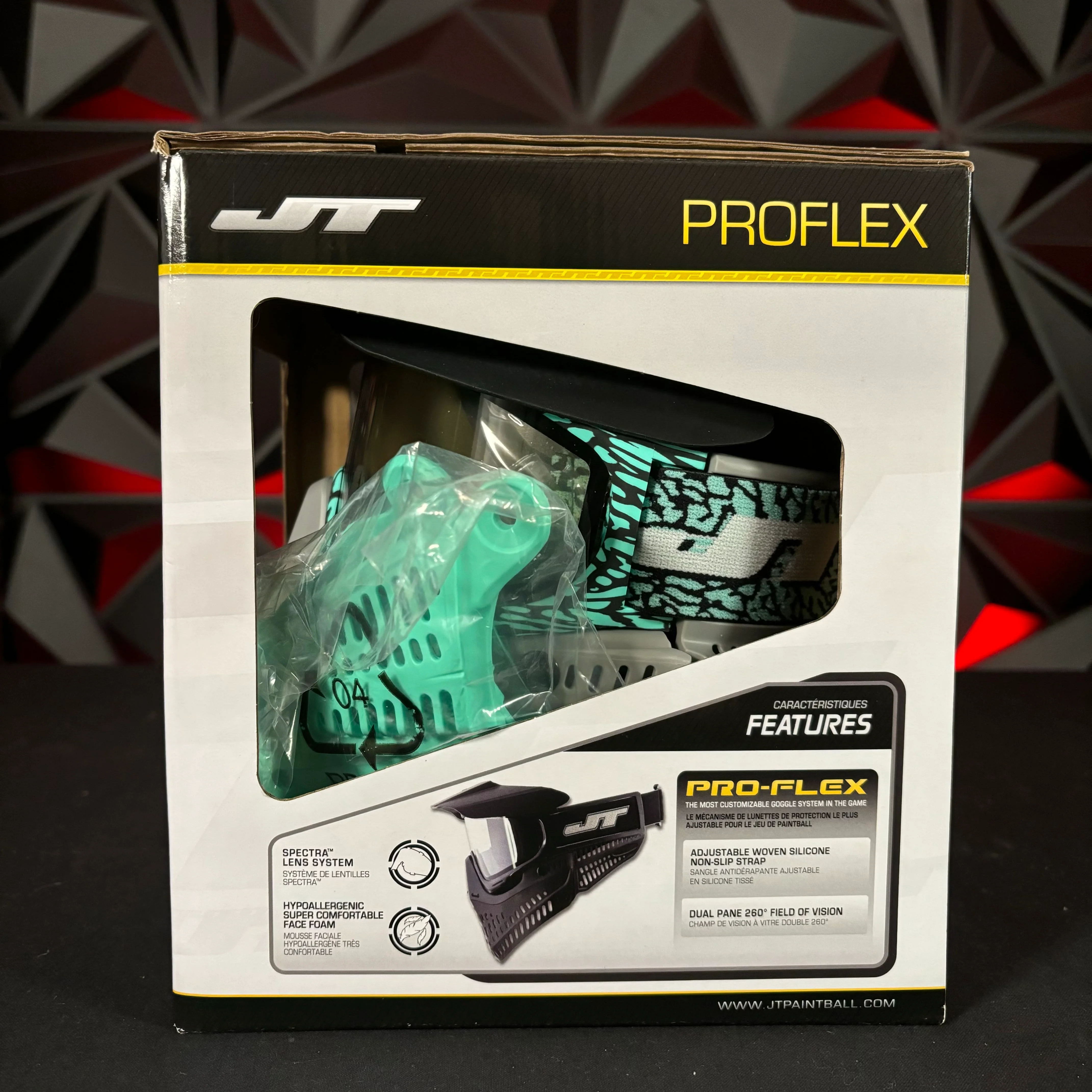 Used JT Proflex Paintball Mask - LE Teal Elephant w/Clear Lens & Matching Teal Ears - Image 3