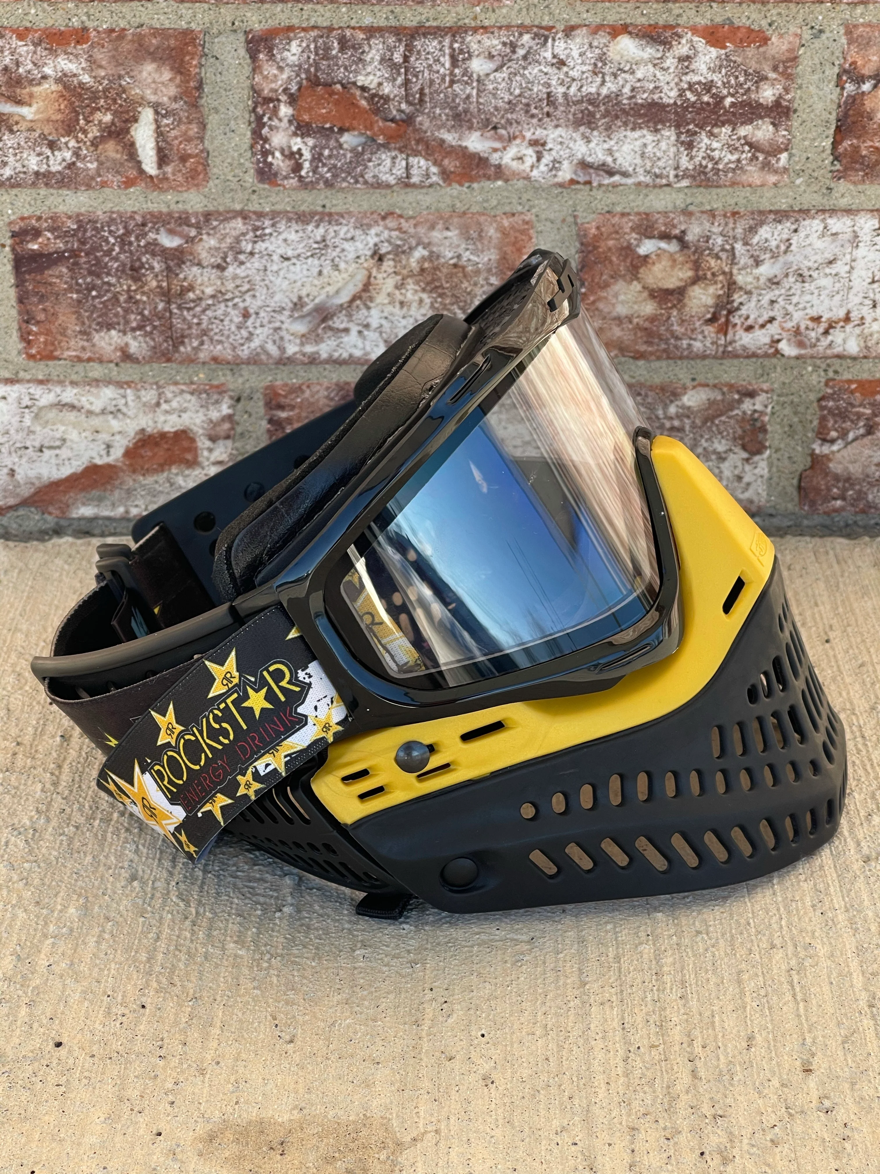 Used JT Proflex Paintball Mask - Rockstar with OG Yellow bottom - Image 2