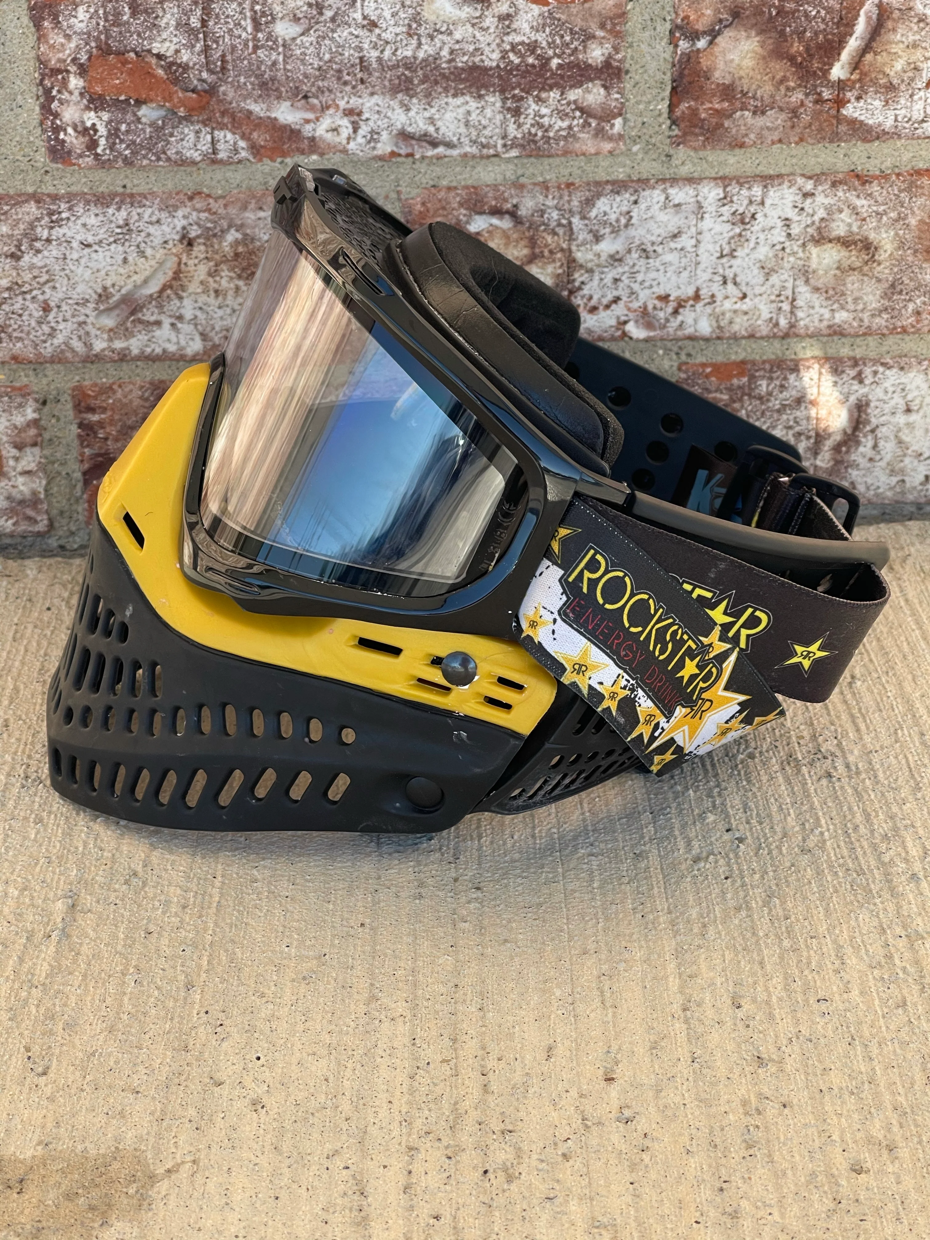 Used JT Proflex Paintball Mask - Rockstar with OG Yellow bottom - Image 3