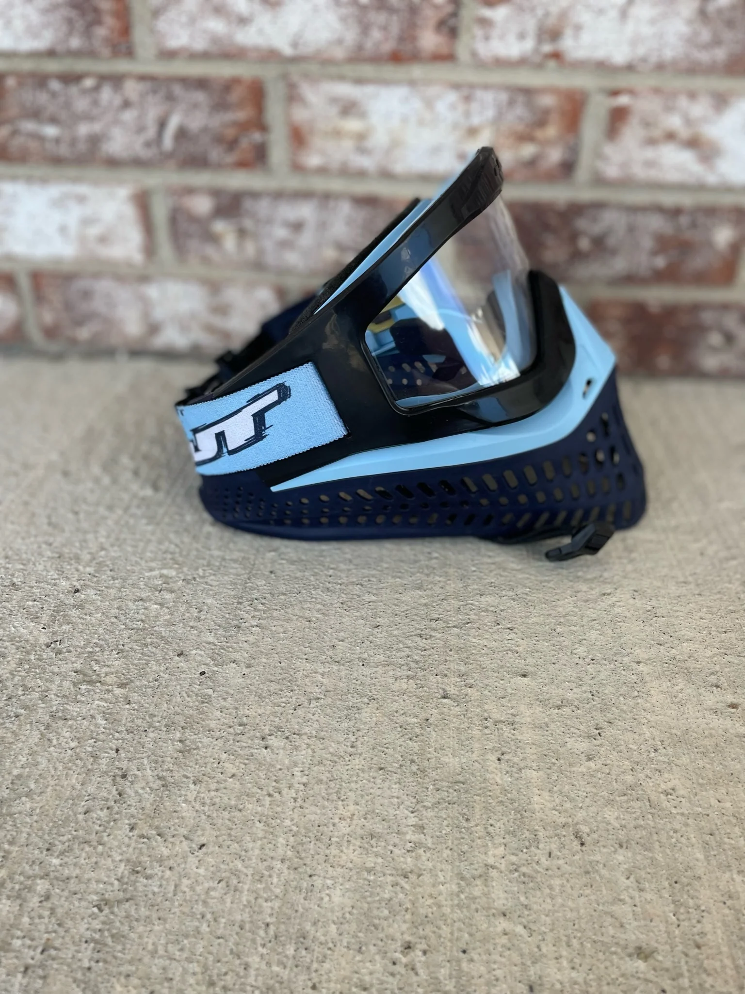 Used JT Proflex X Paintball Mask - Black / 2 Tone Blue Skirt - Image 2