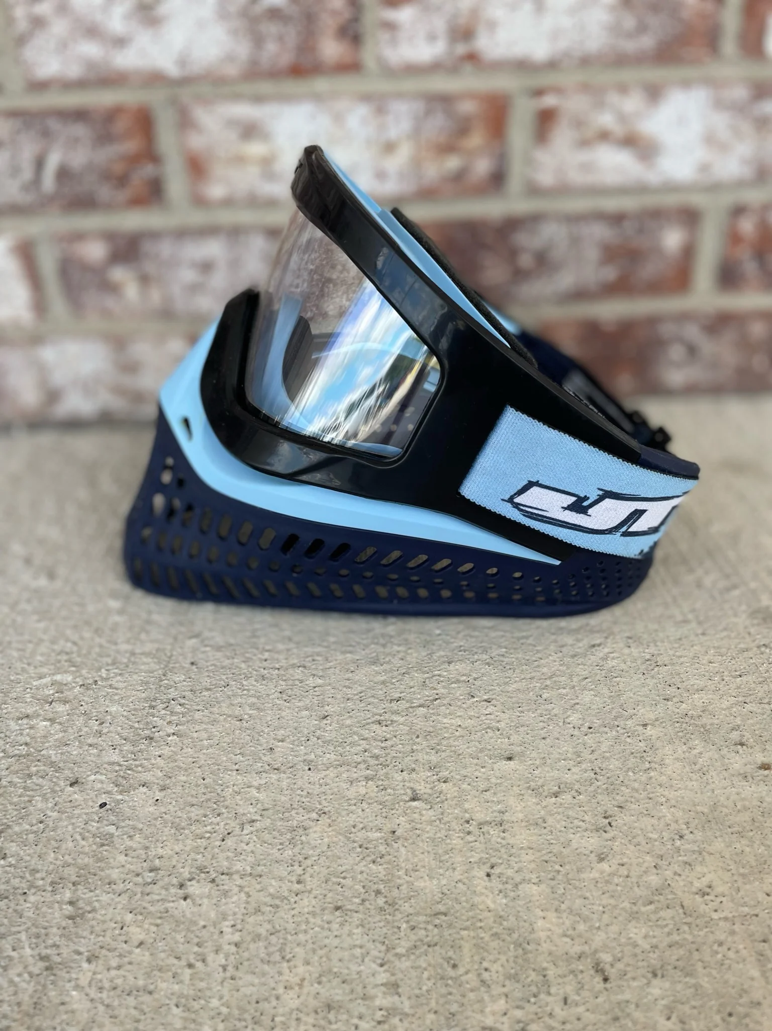 Used JT Proflex X Paintball Mask - Black / 2 Tone Blue Skirt - Image 3