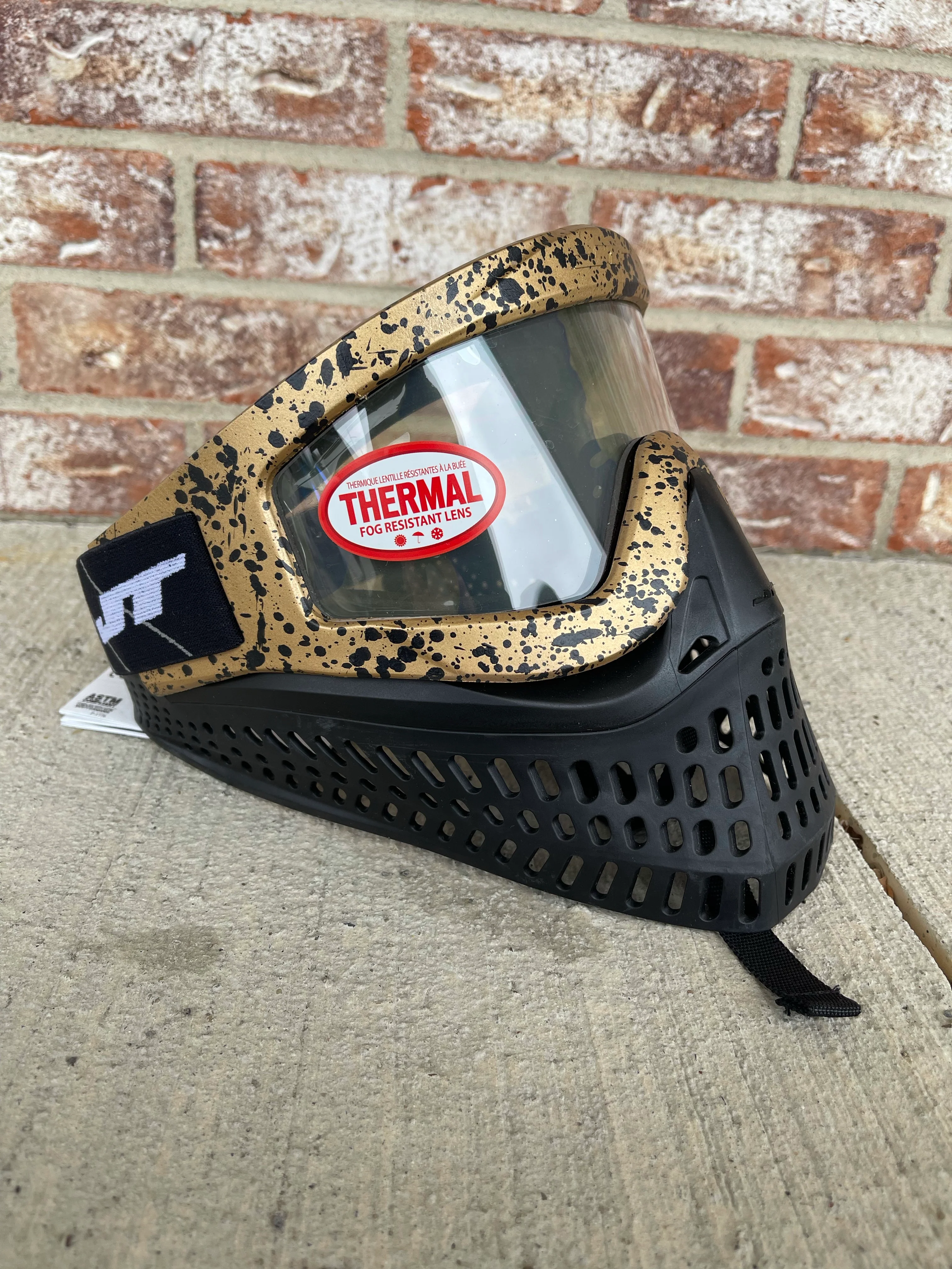 Used JT Proflex X Paintball Mask - Black / Gold - Image 2